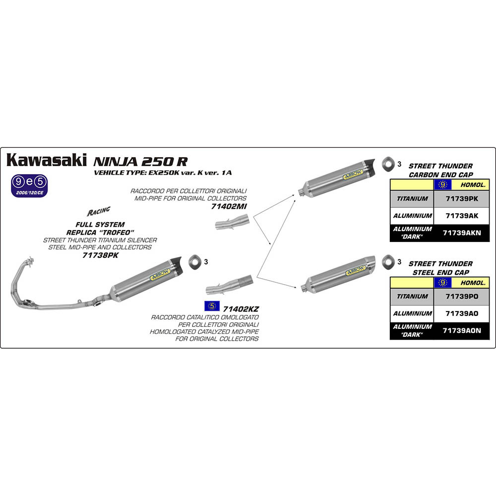 SPC - ARROW 71402MI [AOE]: LINK PIPE SST RE 71739 - KA NINJA 250R 08>12 [X