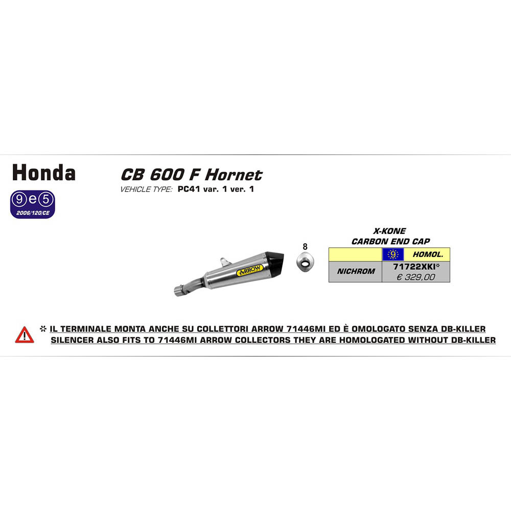 SPC - ARROW 71722PK [AOE]:THUNDER TITANIUM W CBN E/C - HO CB600F 07>13  [2