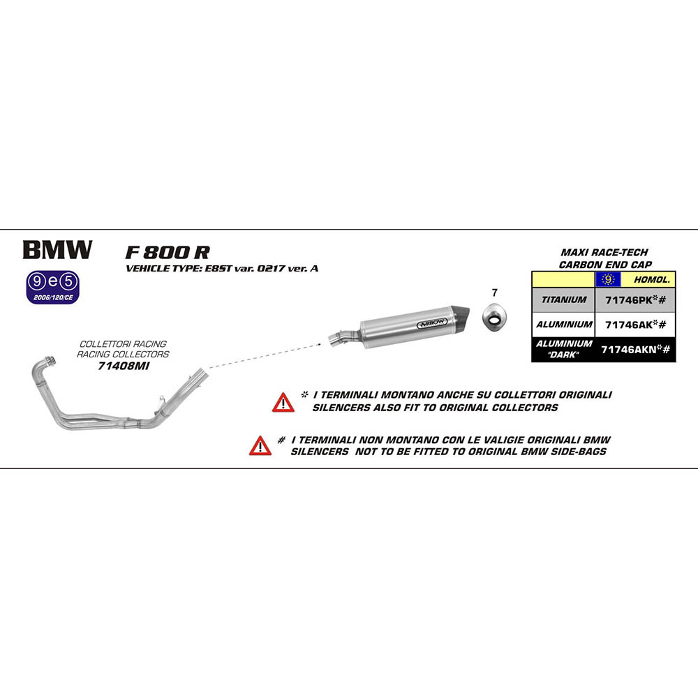 ARROW 71746PK [AOE]: MAXI R-TECH TITANIUM W CBN E/C - BMW F800R 09>16  [2