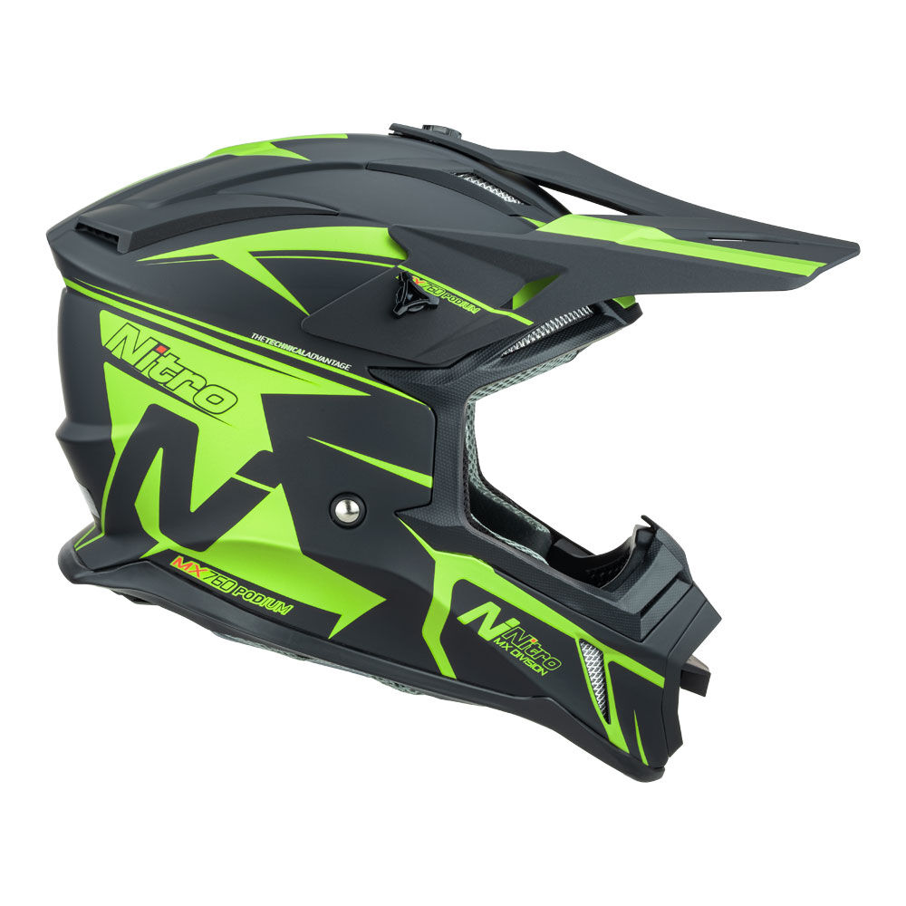 NITRO MX760 PODIUM SATIN BLK/FLURO GREEN XS