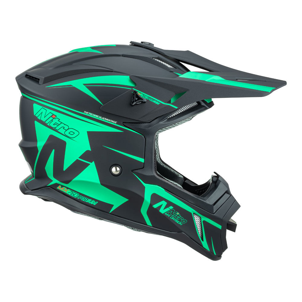 NITRO MX760 PODIUM SATIN BLK/TEAL XS