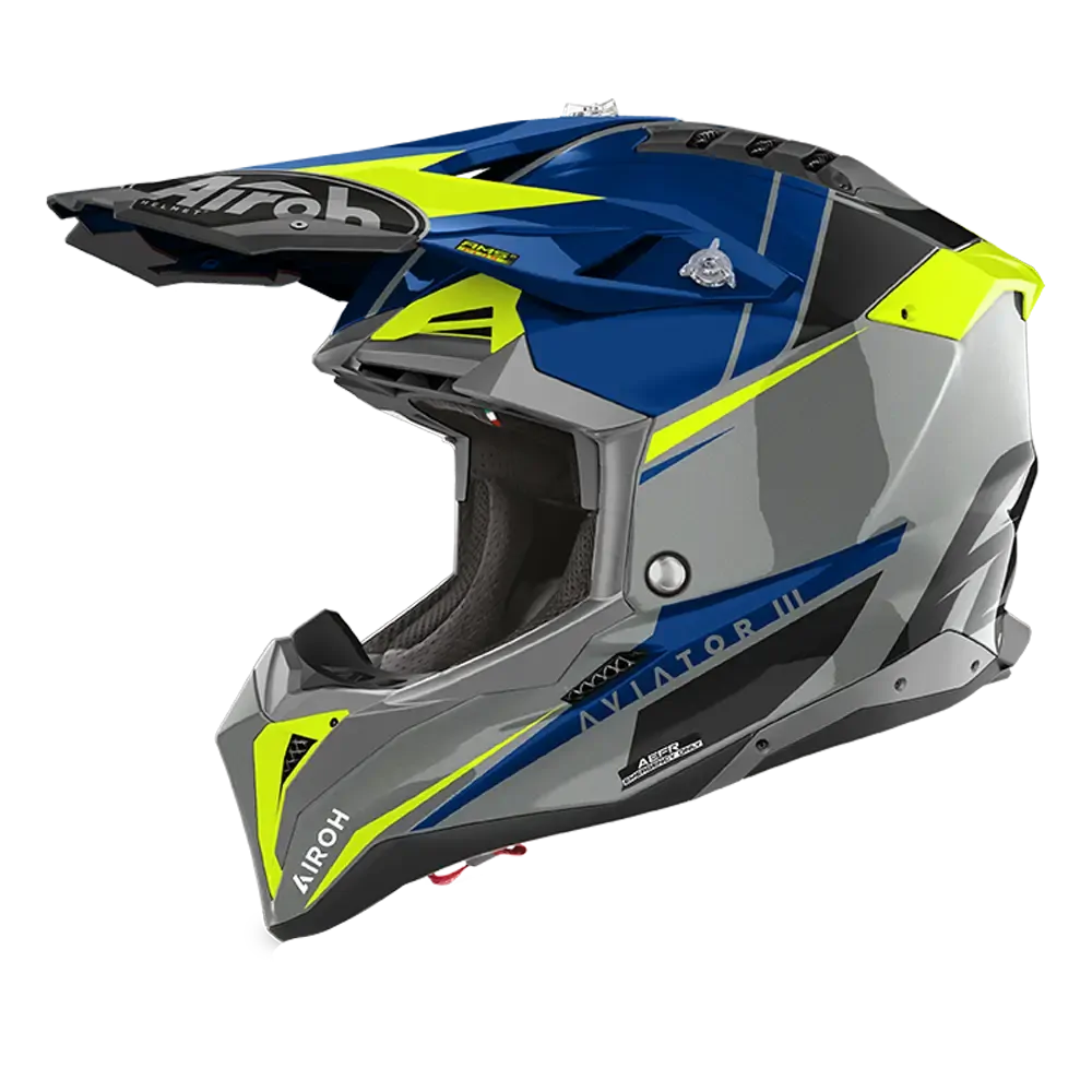 AIROH AVIATOR 3 PUSH BLUE GLOSS HELMET