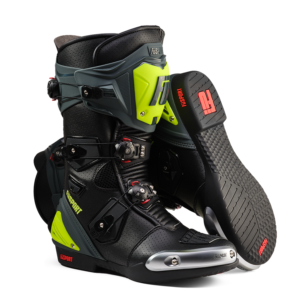 FUSPORT XR1 PERFORATED BOOT BLACK/FLURO YELLOW SIZE EU39/US7/UK6