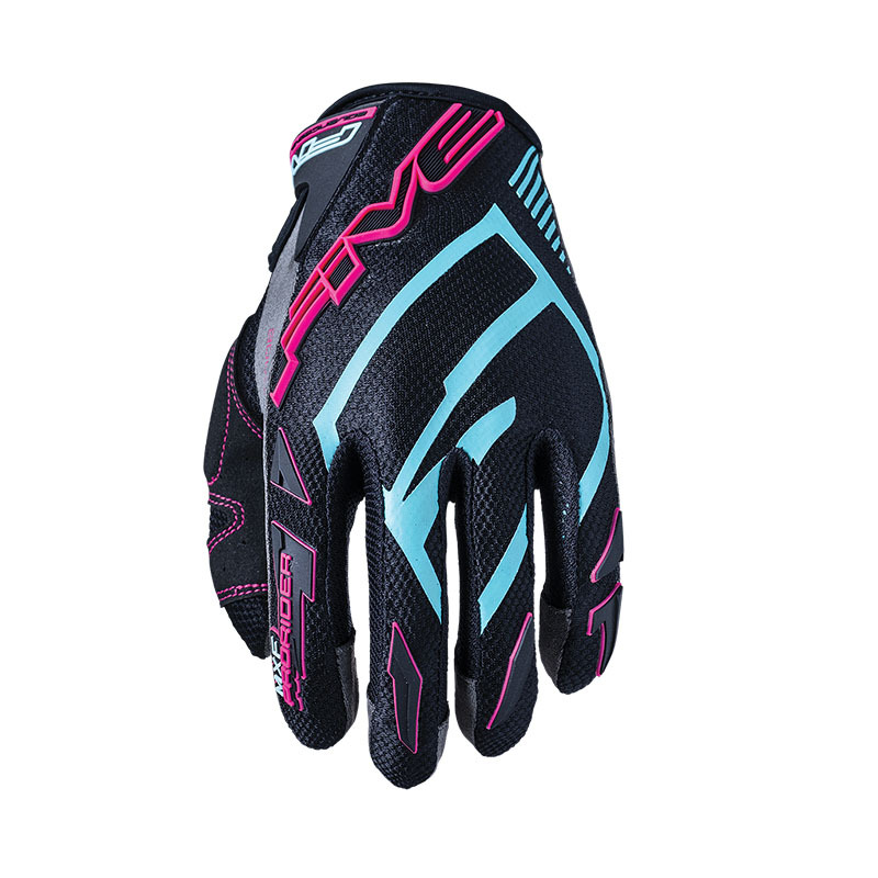 FIVE MXF PRORIDERS S LADIES GREY/BLUE/PINK GLOVES - SMALL