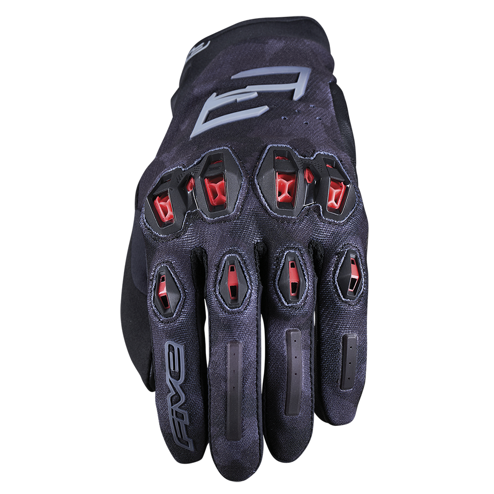 FIVE STUNT EVO 2 CAMO BLACK/RED GLOVES - XL