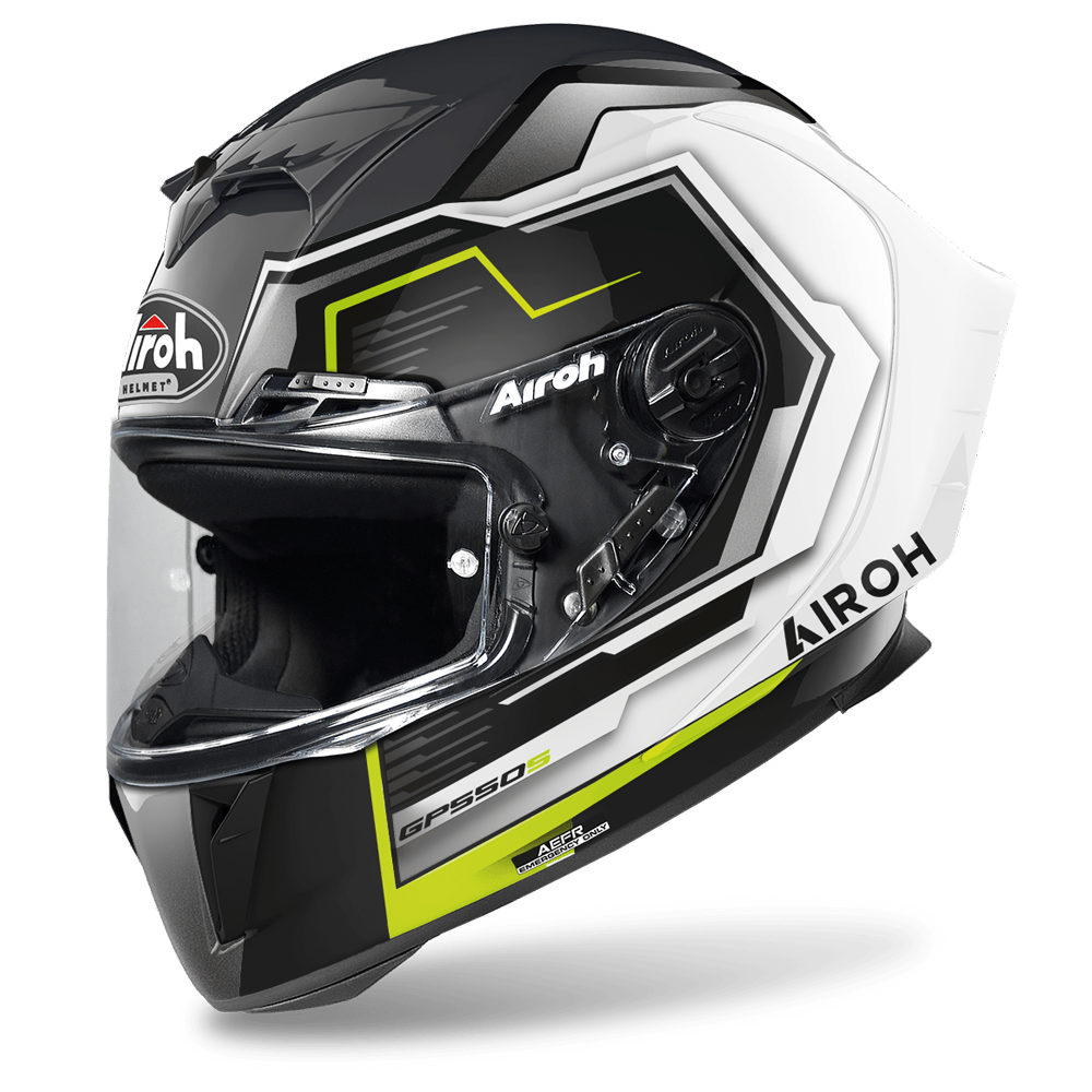 AIROH GP550-S 'RUSH' WHITE/YELLOW GLOSS HELMET - XS