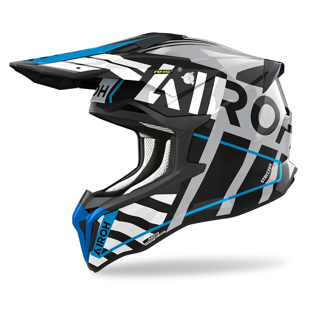 AIROH STRYKER BRAVE BLUE / GREY GLOSS HELMET -S