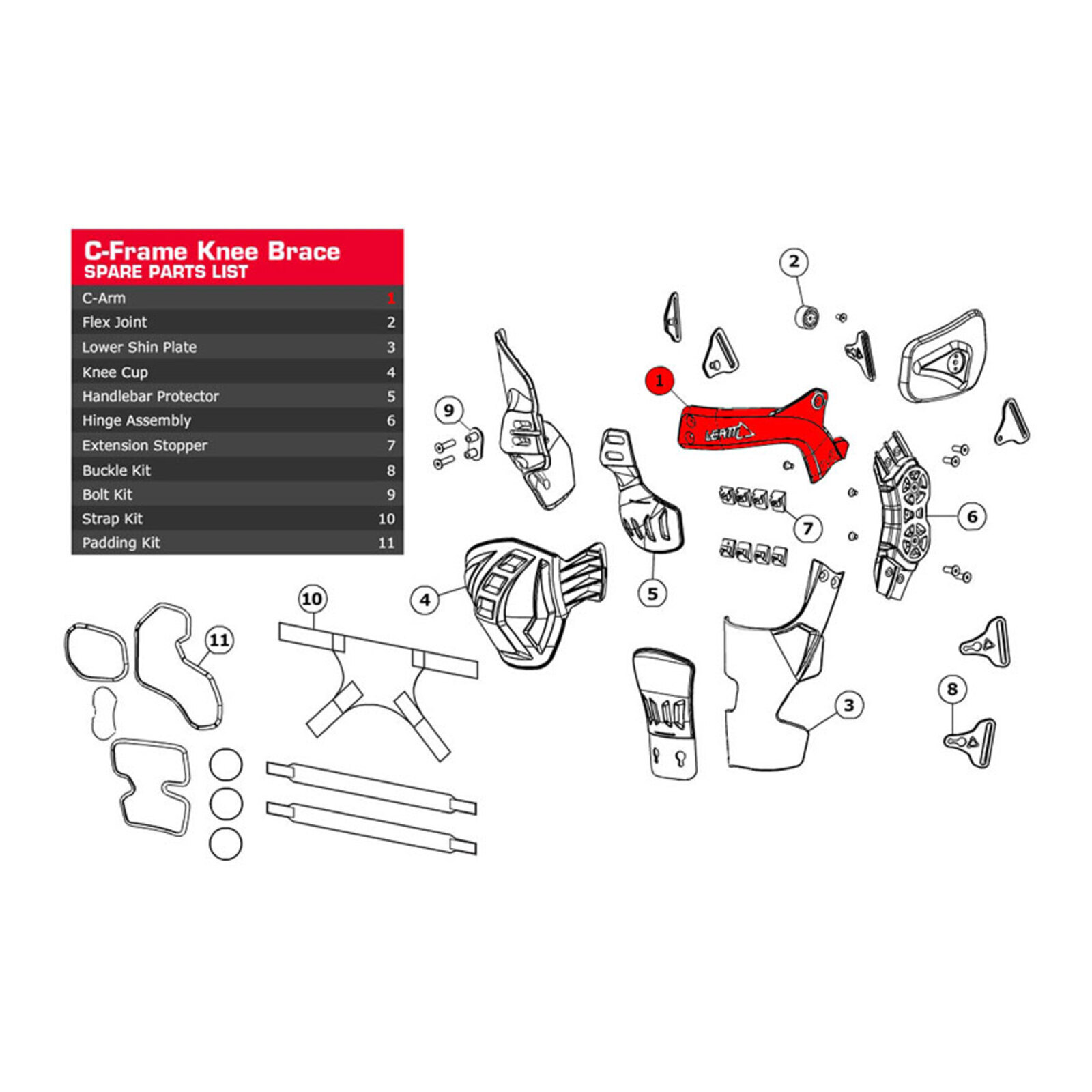 Leatt C-Arm C-Frame Aluminium Forged Left S/M & L/XL