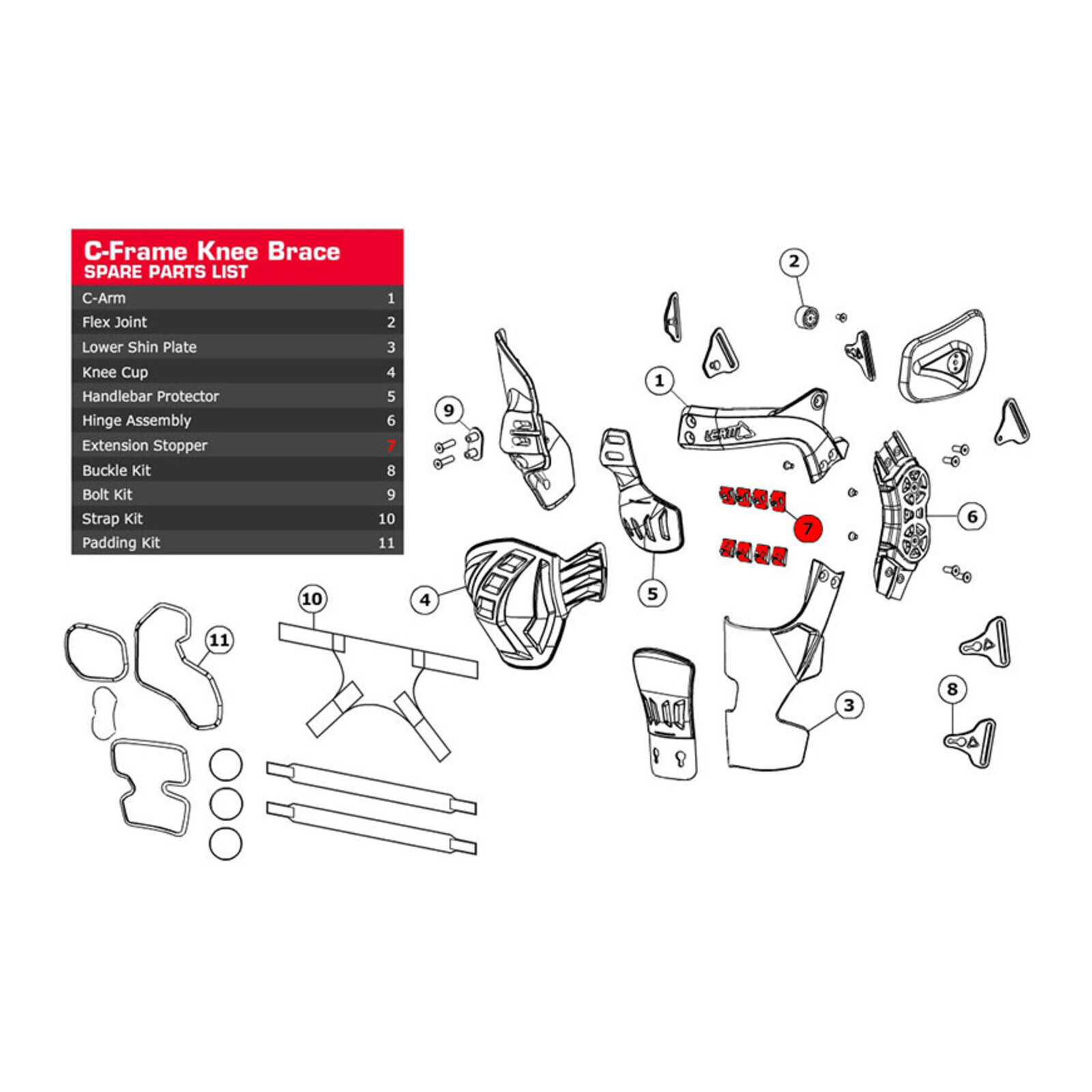 Leatt Extension Stopper Kit C-Frame Carbon Pair