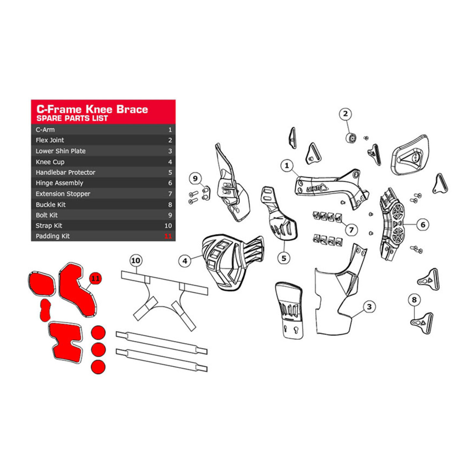 Leatt Padding Kit Complete C-Frame Carbon [Pair]