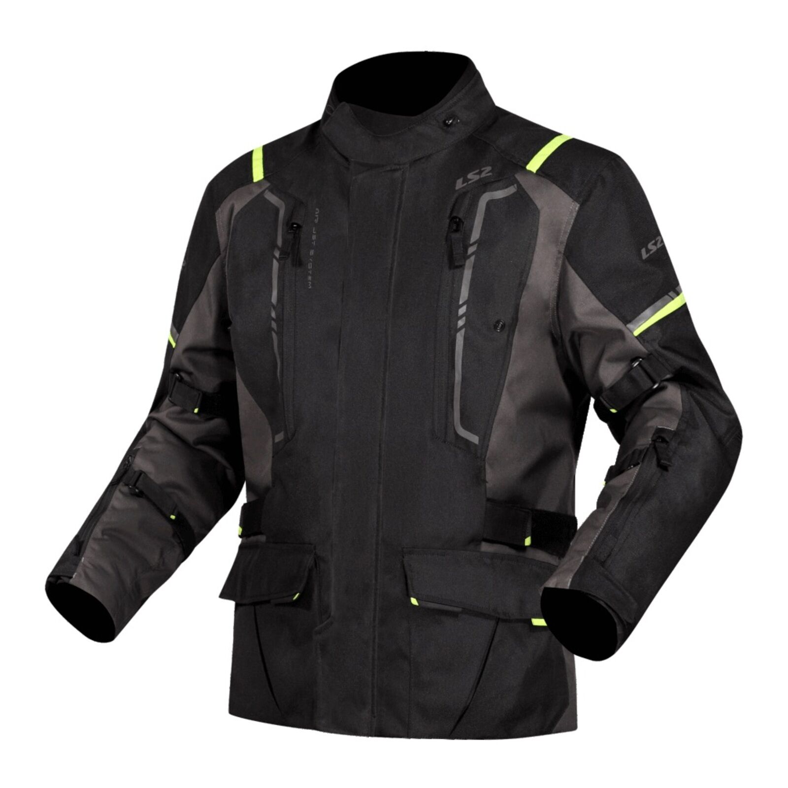 LS2 Narvik Men's Jacket - Grey/Black / Hi-Vis Yellow (2XL)