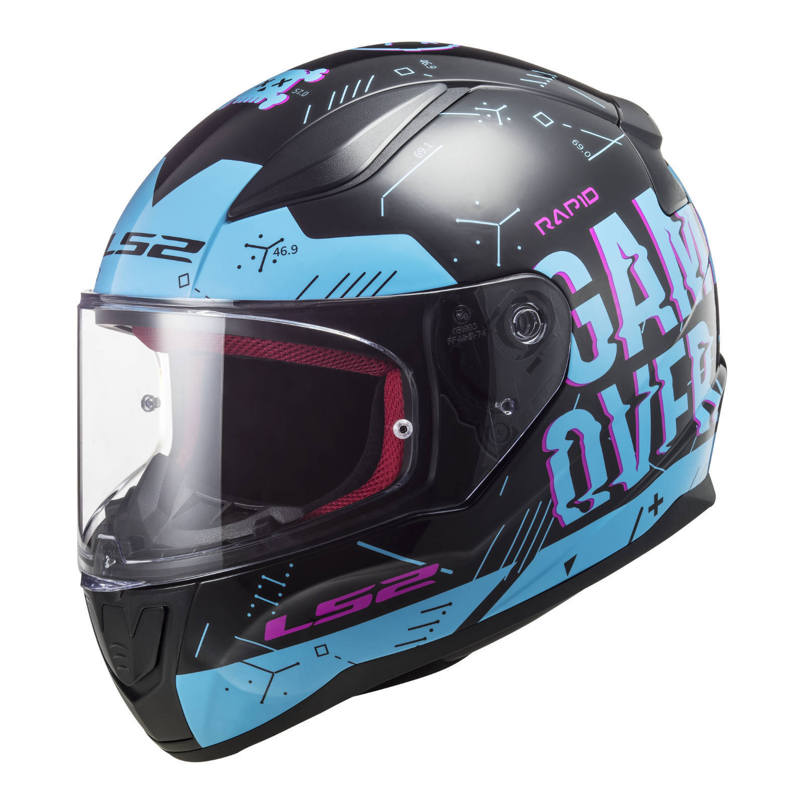 LS2 FF353 Rapid II (S) Player - Black / Sky Blue 06