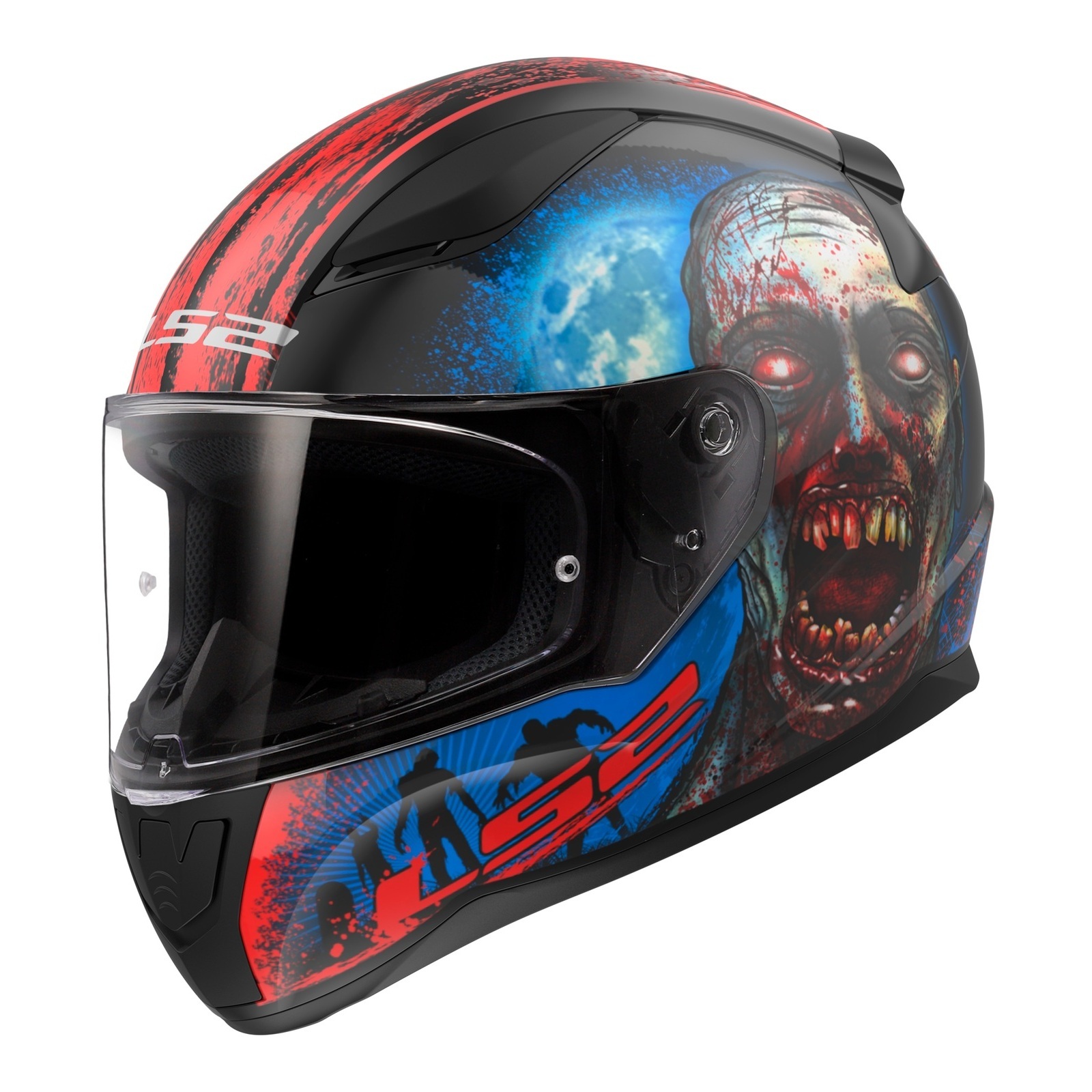 LS2 FF353 Rapid II (XS) Zombie - Gloss Black / Red / White 06