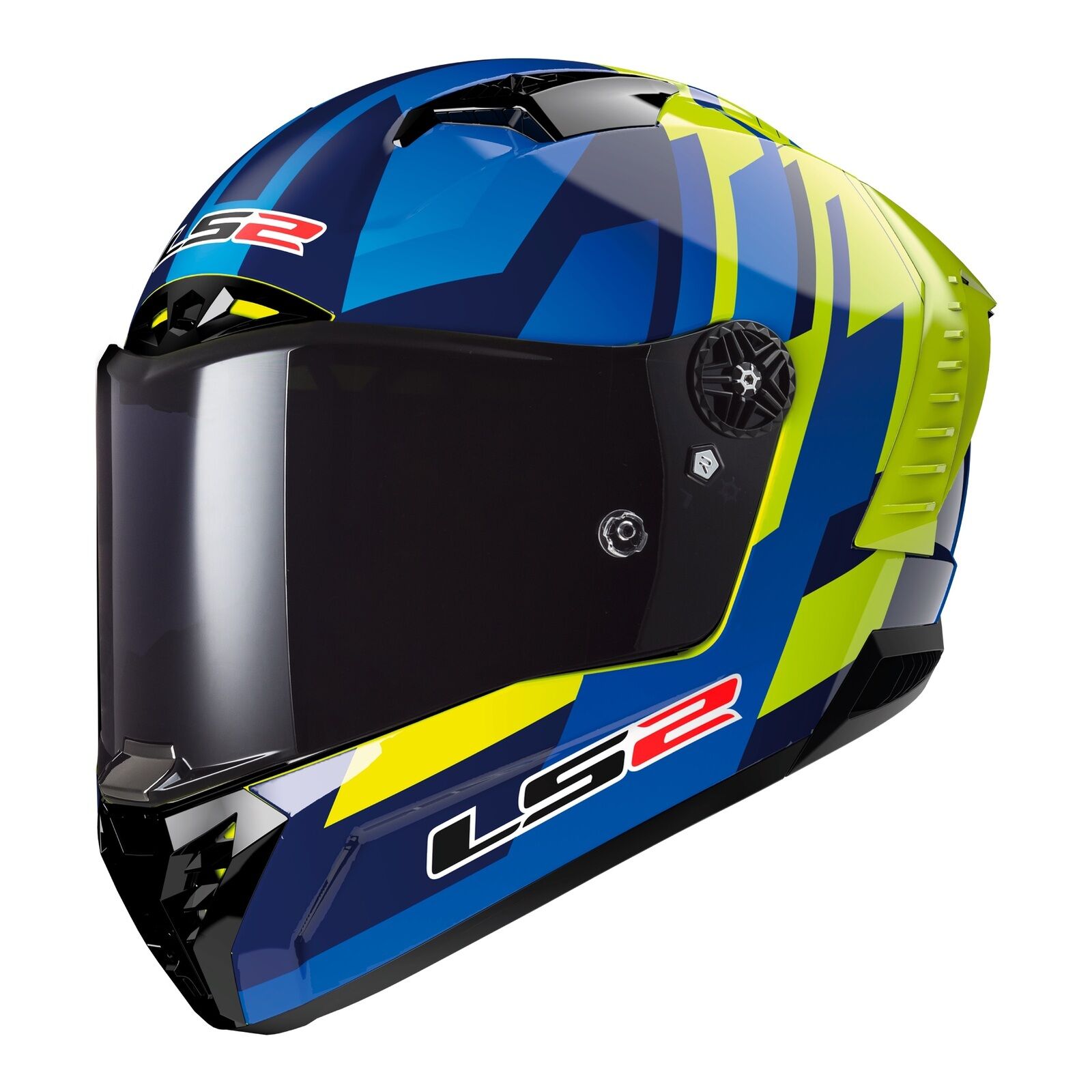 LS2 FF805C Thunder Carbon Helmet - Gas Blue / Hi-Viz Yellow (XL) 06