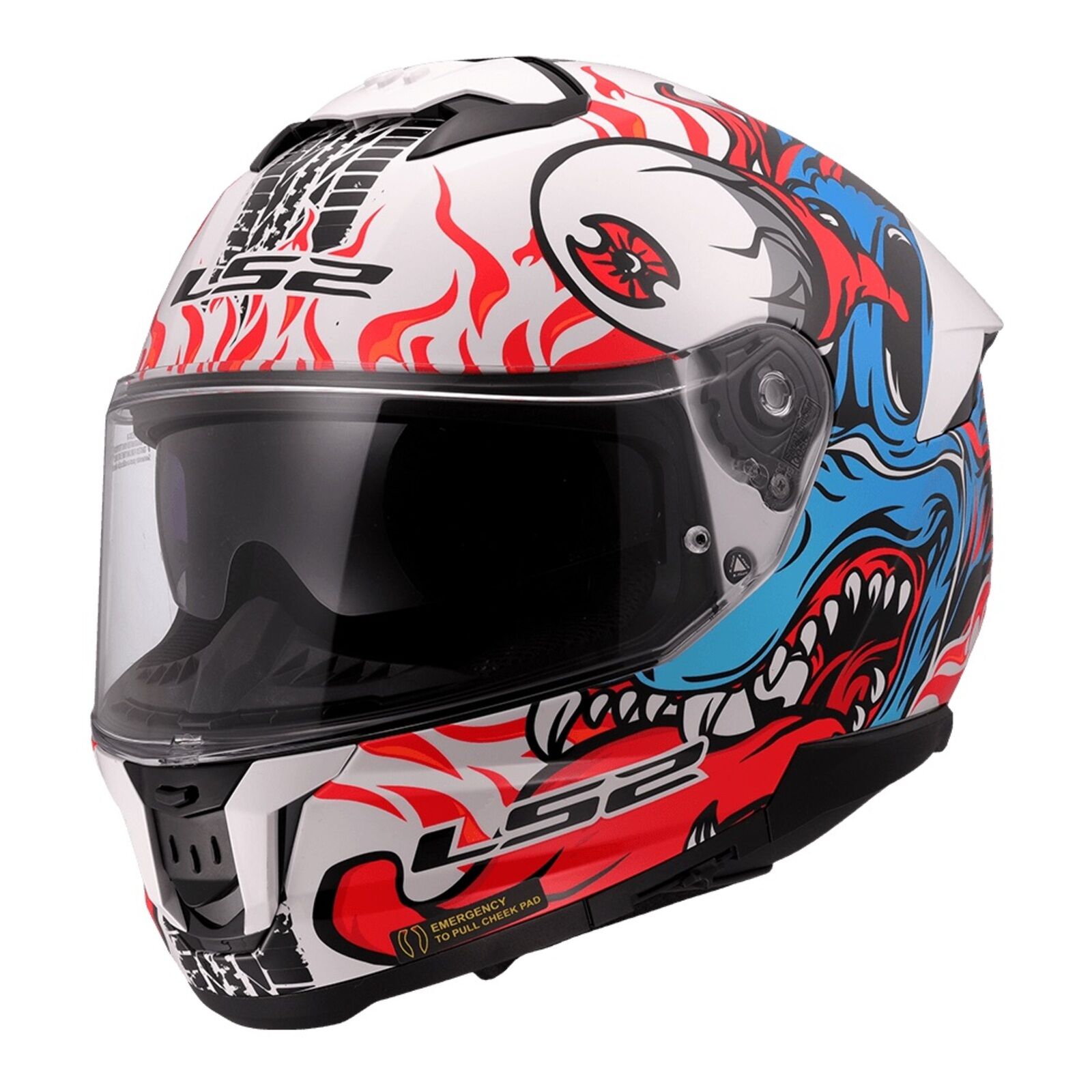 LS2 FF808 Stream II Inferno Helmet - White / Blue / Red (M)