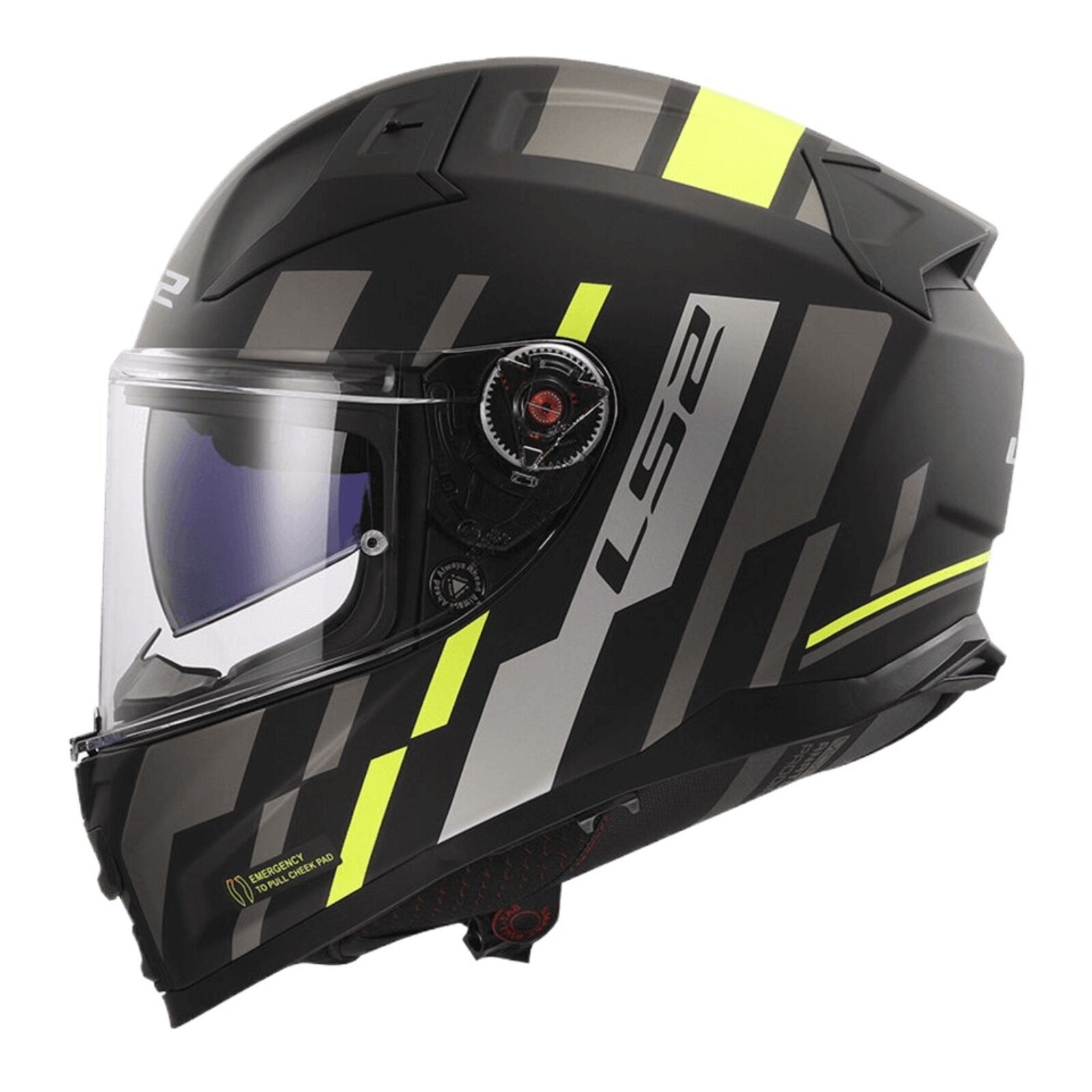 LS2 FF811 Vector II Tron Helmet - Matte Black / Hi-Vis Yellow (M)