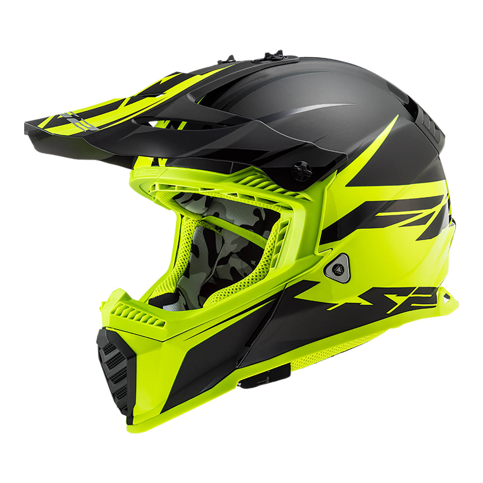 LS2 MX437 Fast Evo (2XL) Roar - Matte Black / Hi-Vis Yellow