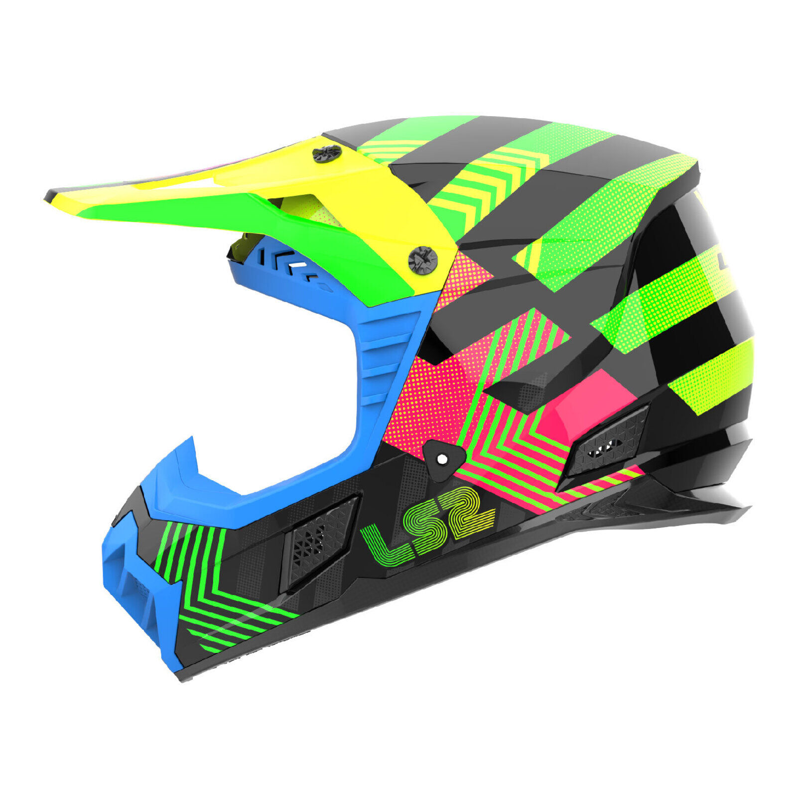 LS2 MX706J COZ Youth Helmet - Chromatic Black / Hi-Vis Pink (S)