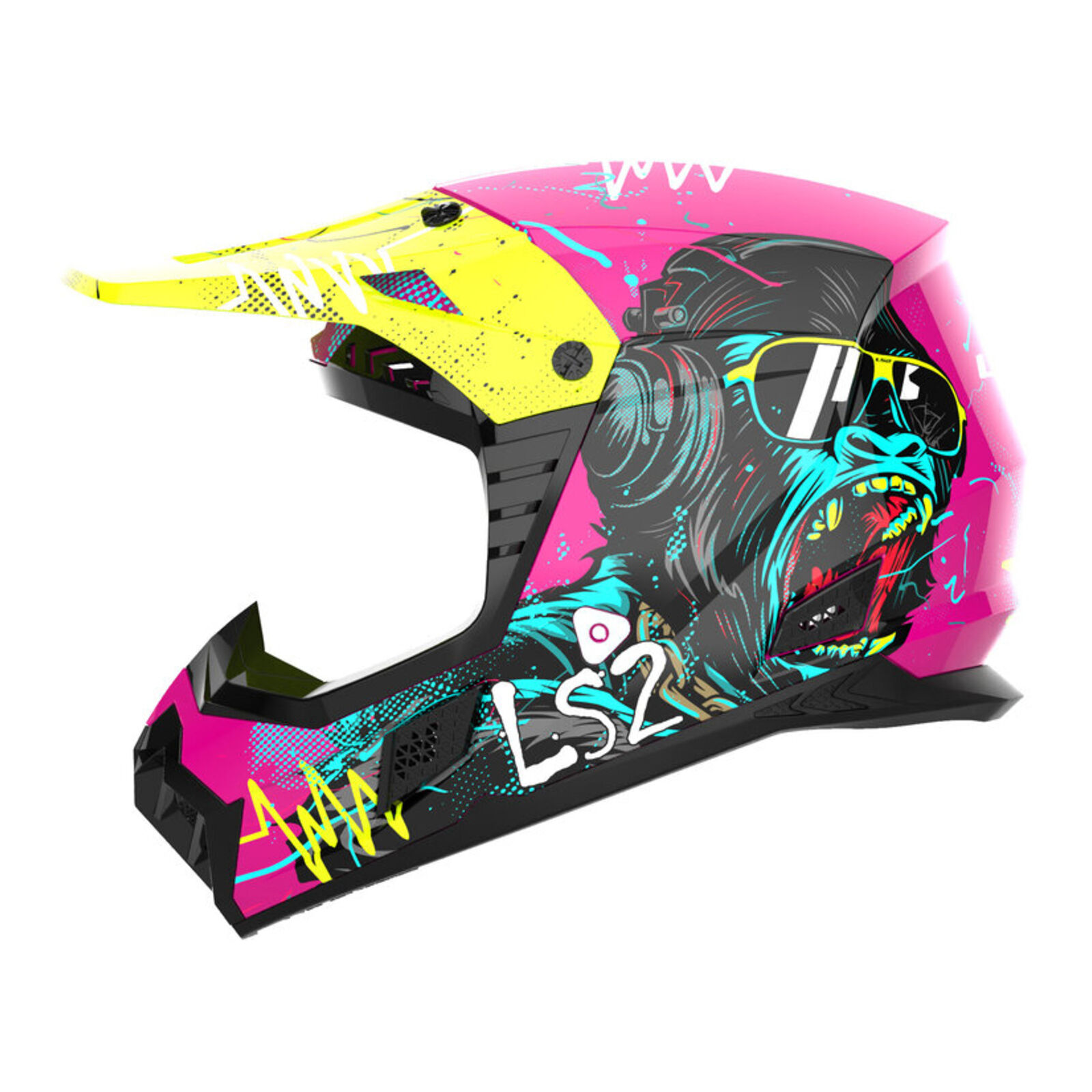 LS2 MX706J COZ Youth Gorilla Helmet - Gloss Purple (S)