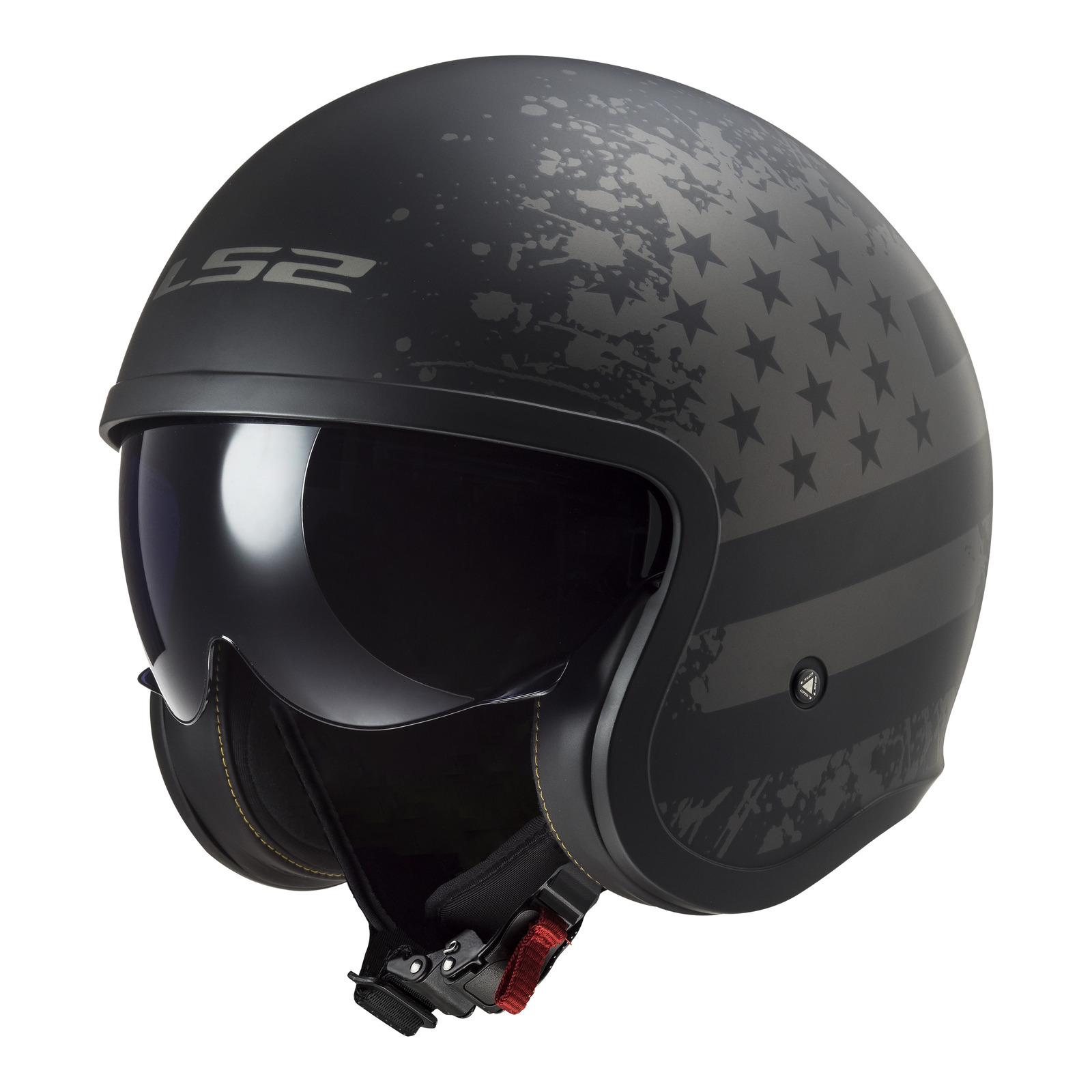 LS2 OF599 Spitfire II Flag Helmet  - Matte BLack (XS) 06