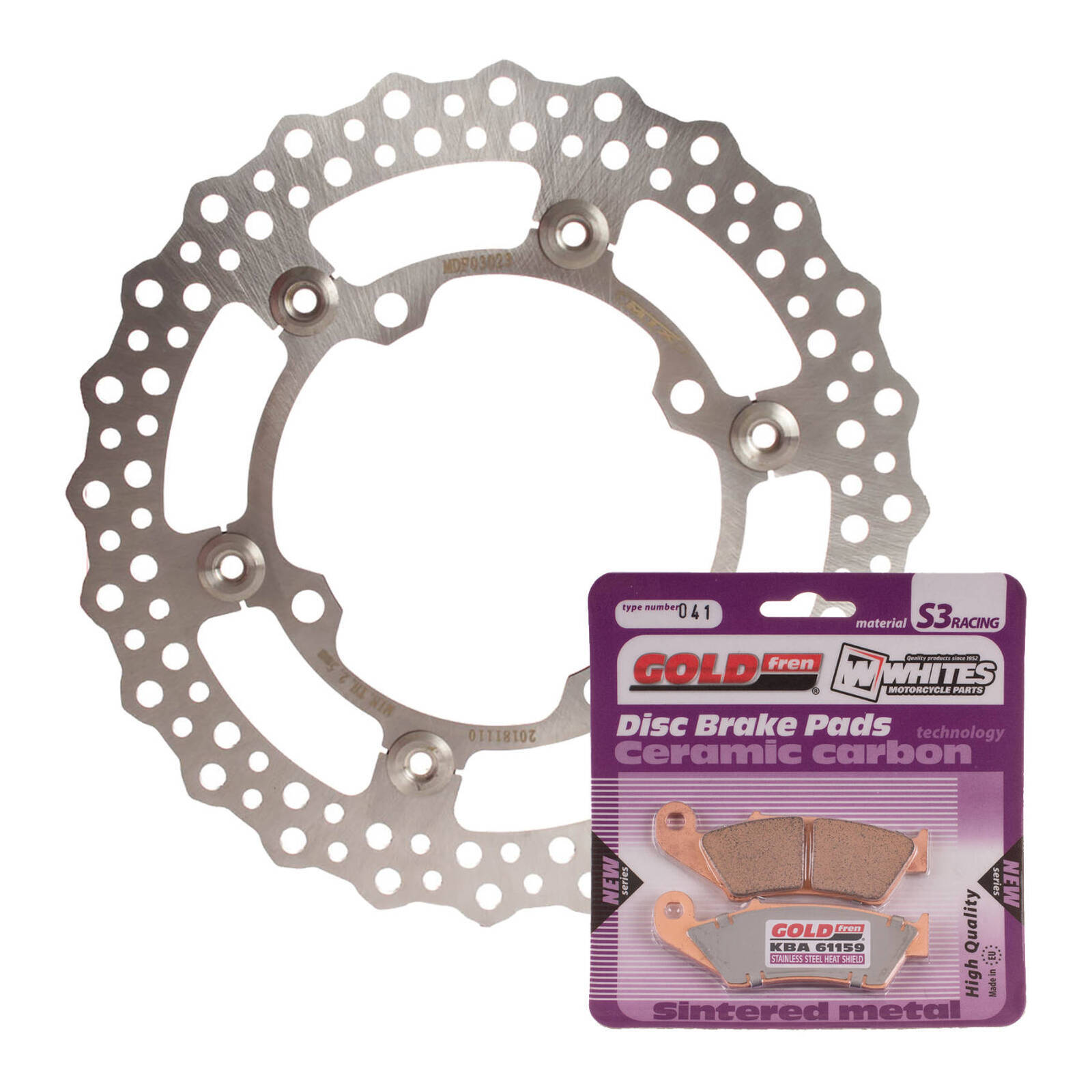 Brake Disc & Pad Front Kit - Kawasaki KLX450R '08-'20 - Wave