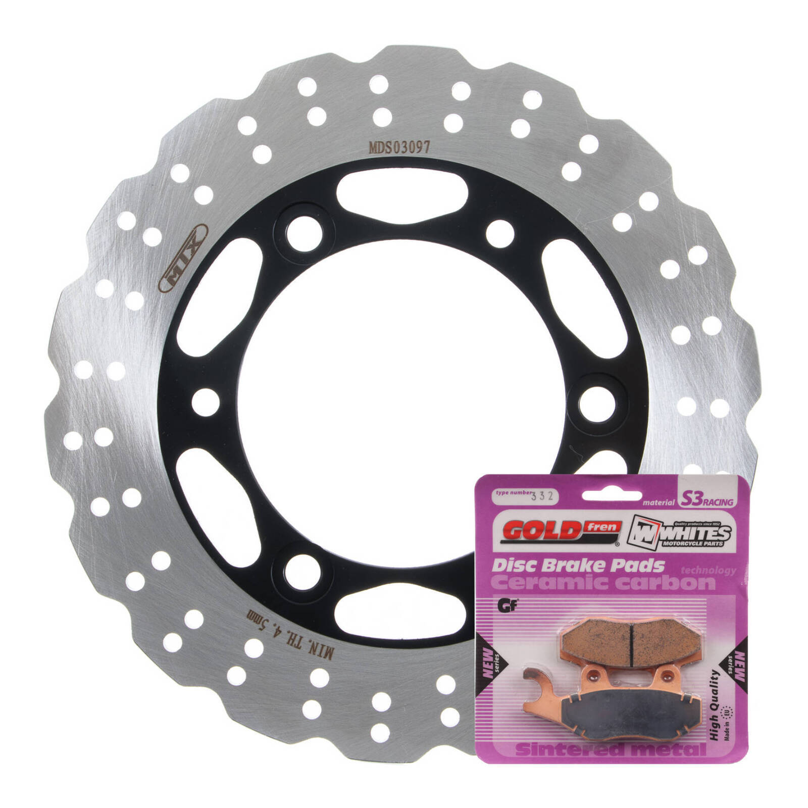 Brake Disc & Pad Rear Kit - Kawasaki EX300 Ninja '13-'17 - Wave