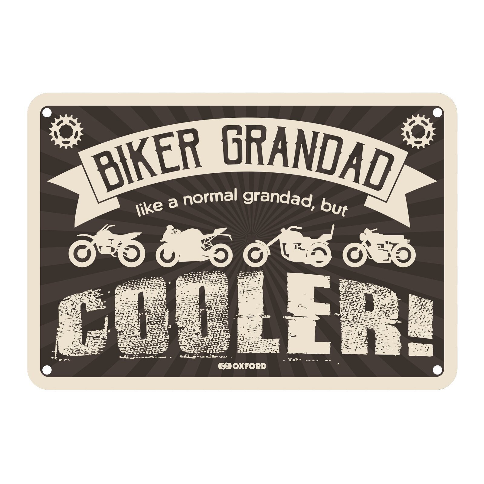 Oxford Garage Metal Sign: "Biker Grandad  Like a Normal Grandad  But Cooler"