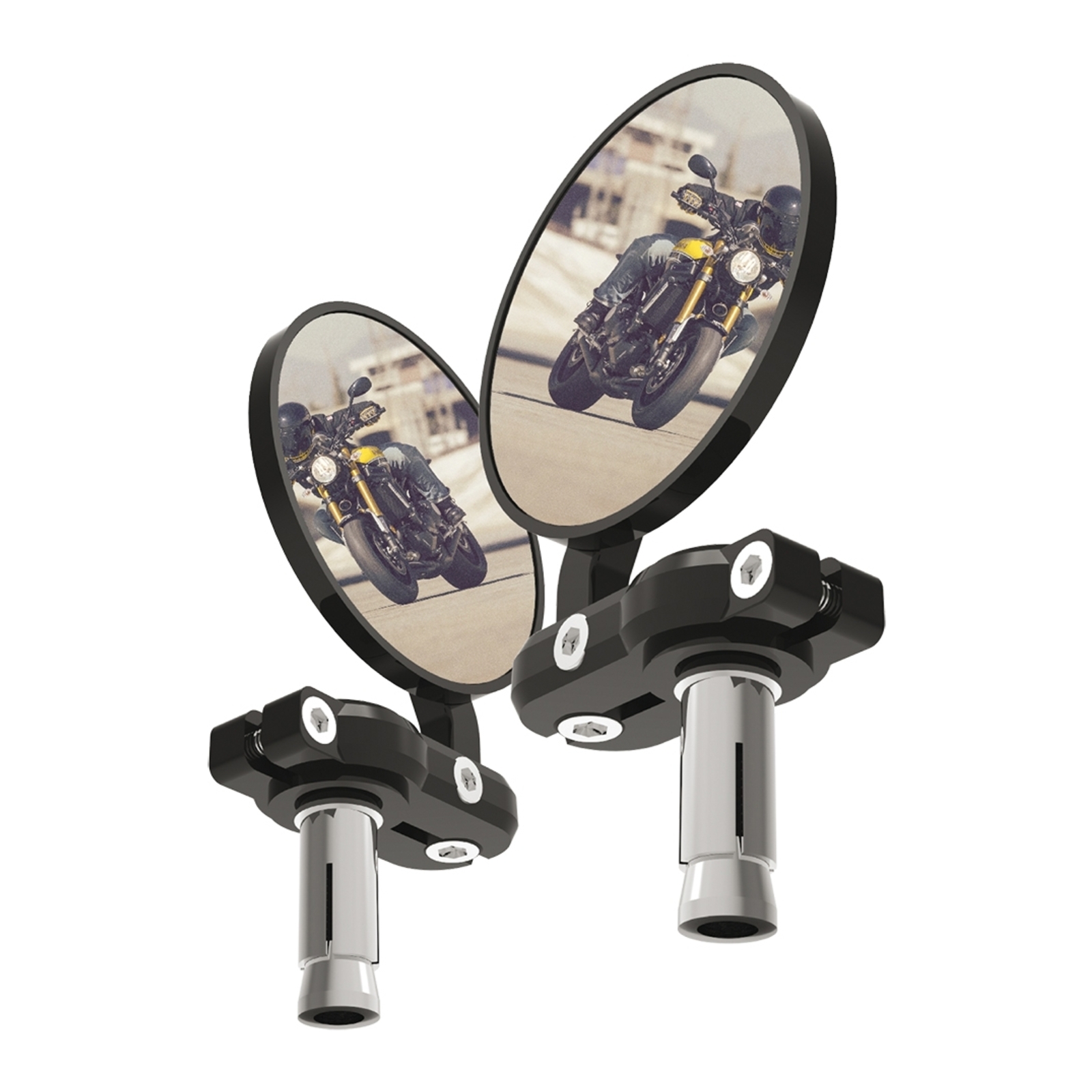 Oxford Bar End Mirrors - Black (Pair) ( Replaces OXOX120)