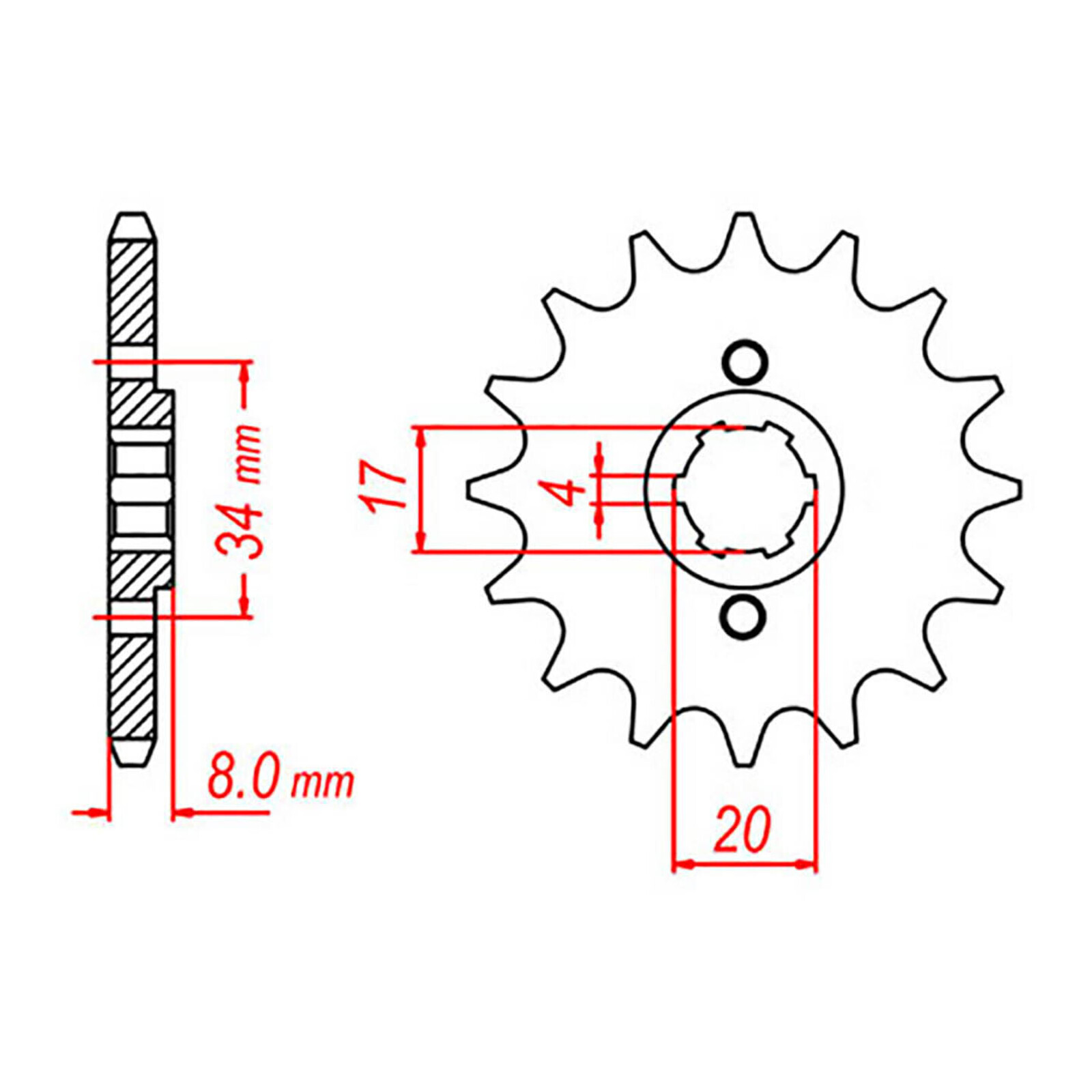 MTX 287 Steel Front Sprocket #520 (12T) (10-KL4-12)