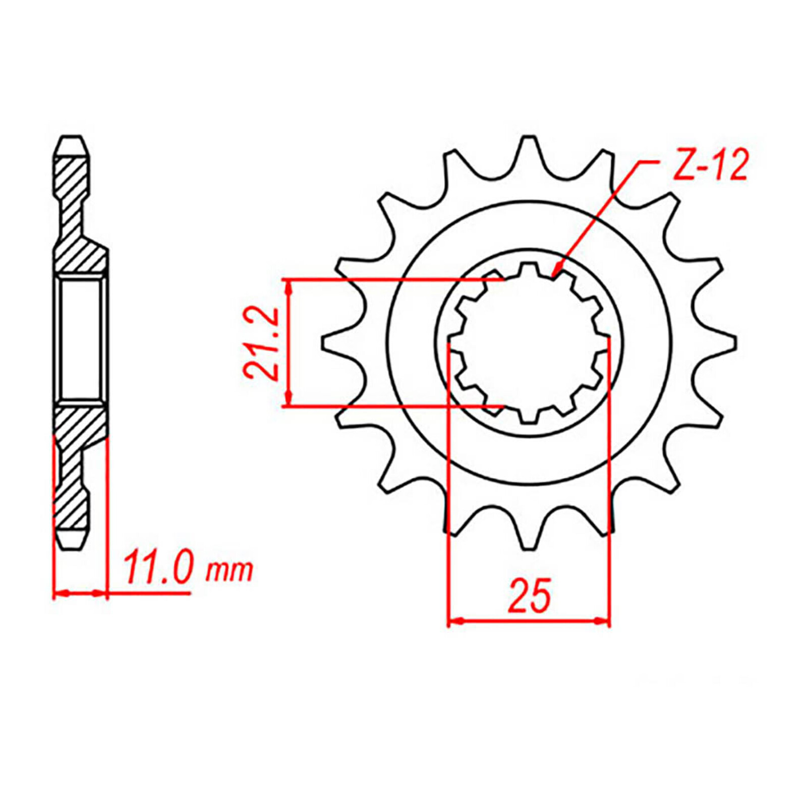 MTX 824 Steel Front Sprocket #520 (12T) (10-HQ5-12)