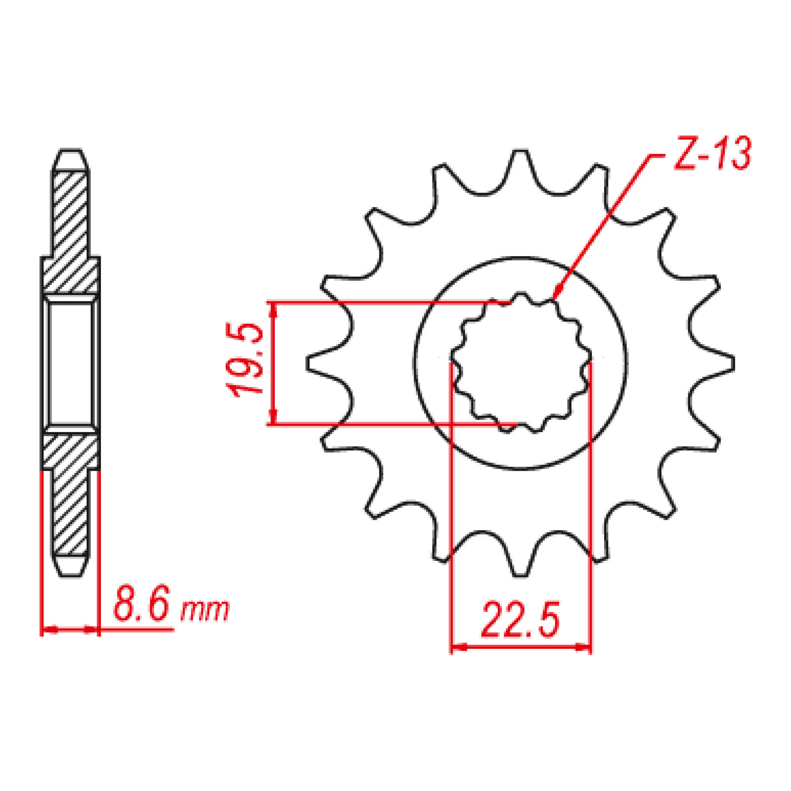 MTX 1447 Steel Front Sprocket #520 (14T) (10-48H-14)