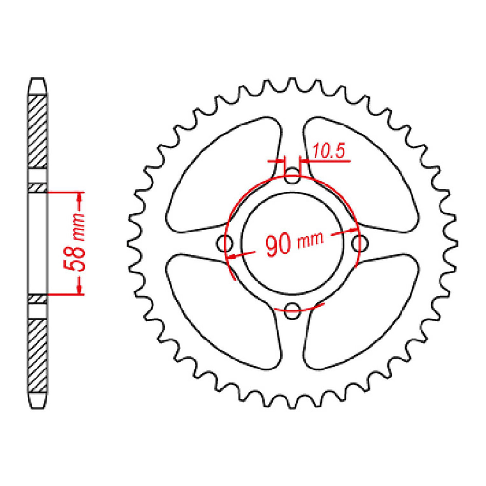 MTX 1221 Steel Rear Sprocket #428 (44T) (11-KTY-44)