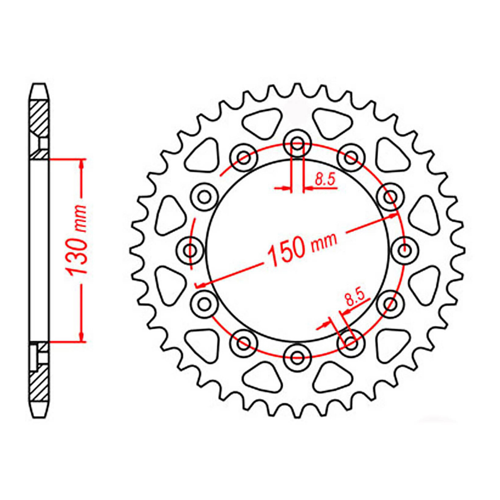 MTX 245/2 Steel Rear Sprocket #520 (48T) (11-428-48)