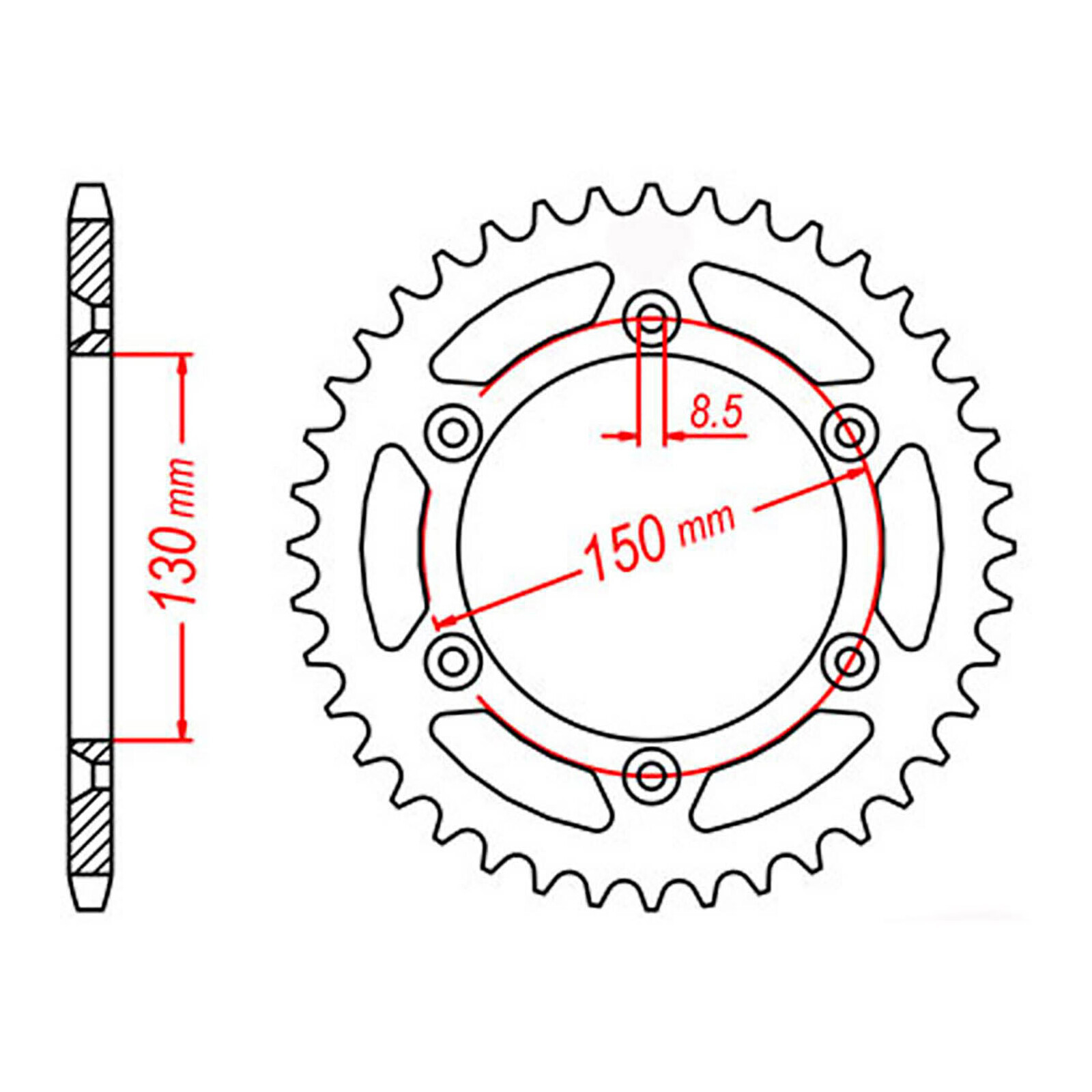 MTX 245/2 Steel Rear Sprocket #520 (53T) (11-428-53)