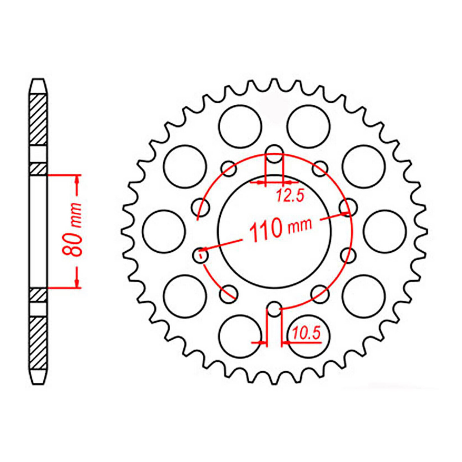 MTX 1334 Steel Rear Sprocket #530 (39T) (11-438-39)