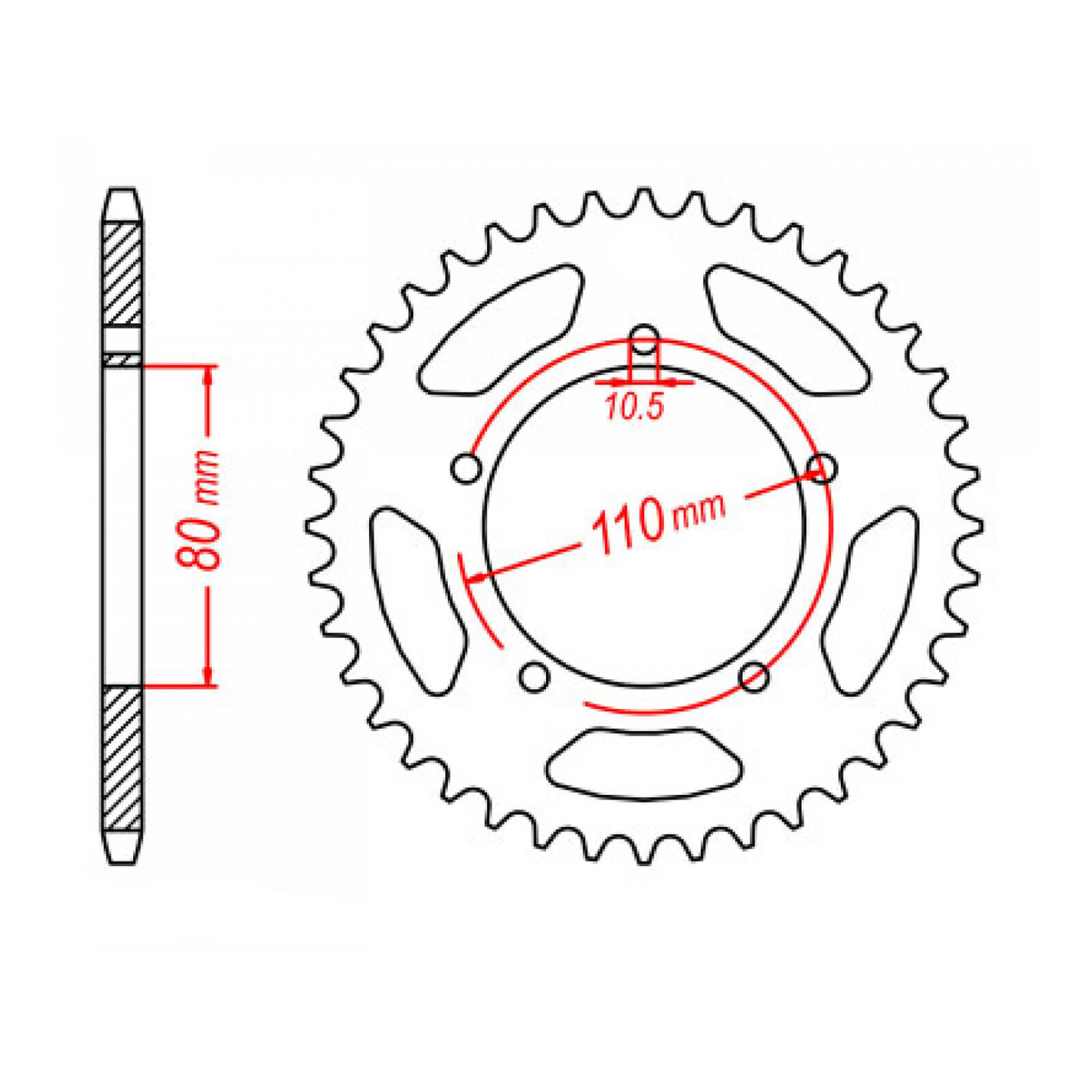 MTX 1075 Steel Rear Sprocket #520 (38T)