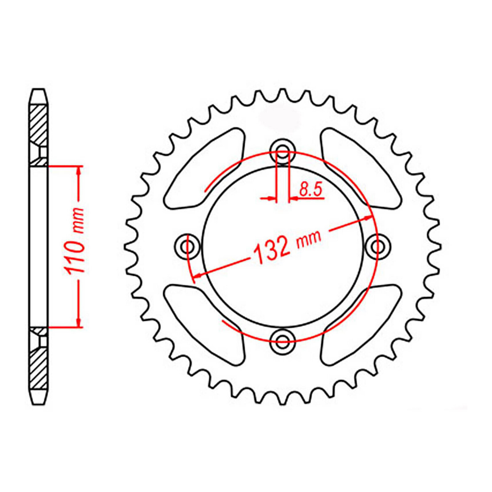 MTX 895 Steel Rear Sprocket #428 (46T) (11-KM4-46)