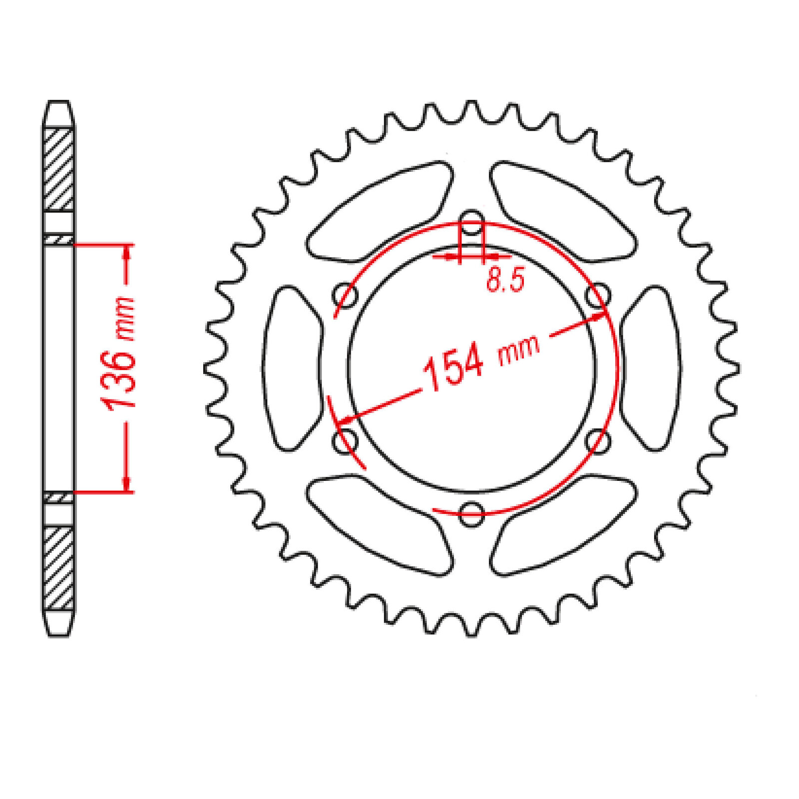 MTX 009 Steel Rear Sprocket #520 (47T) (11-BM9-47)