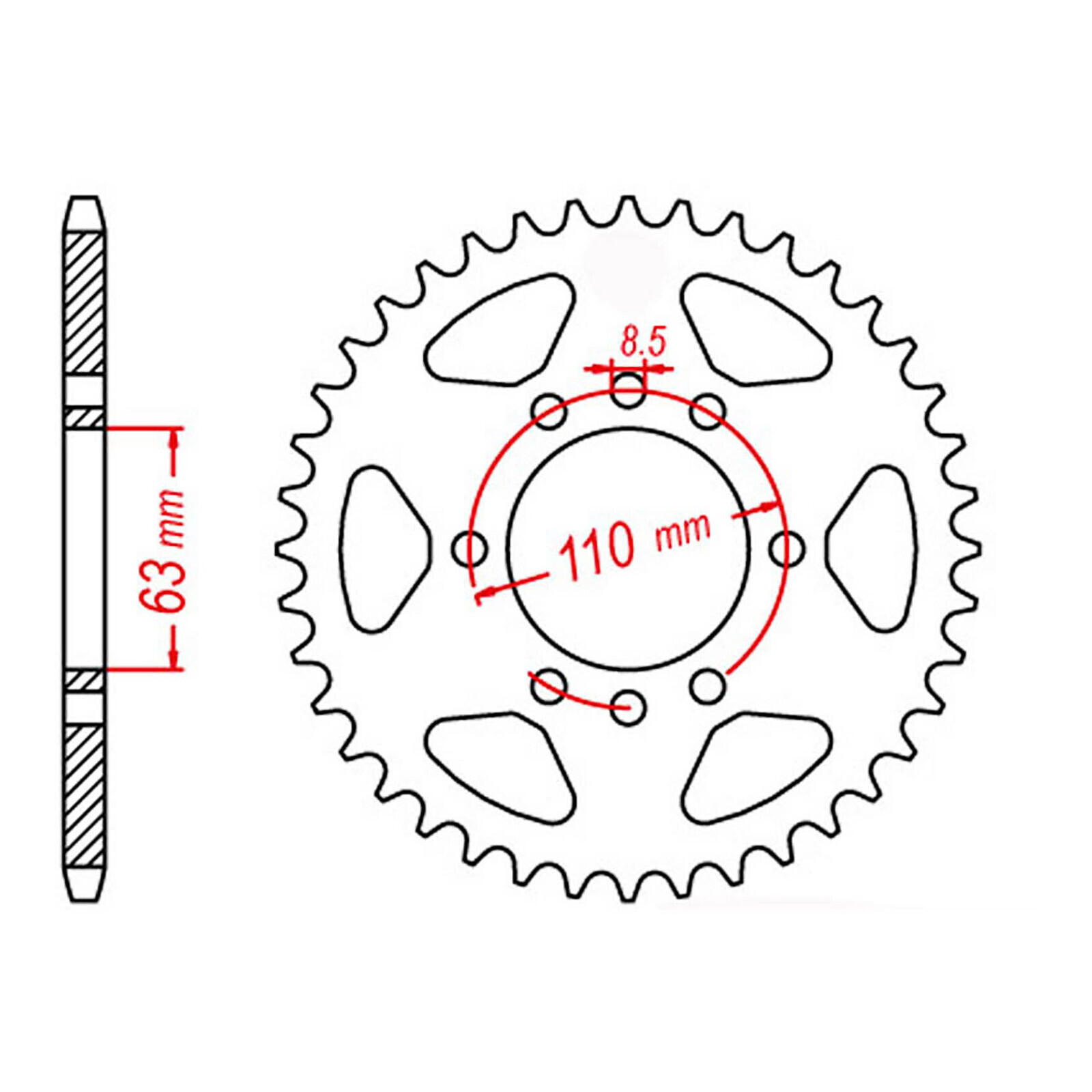 MTX 890 Steel Rear Sprocket #520 (44T) (11-D39-44)