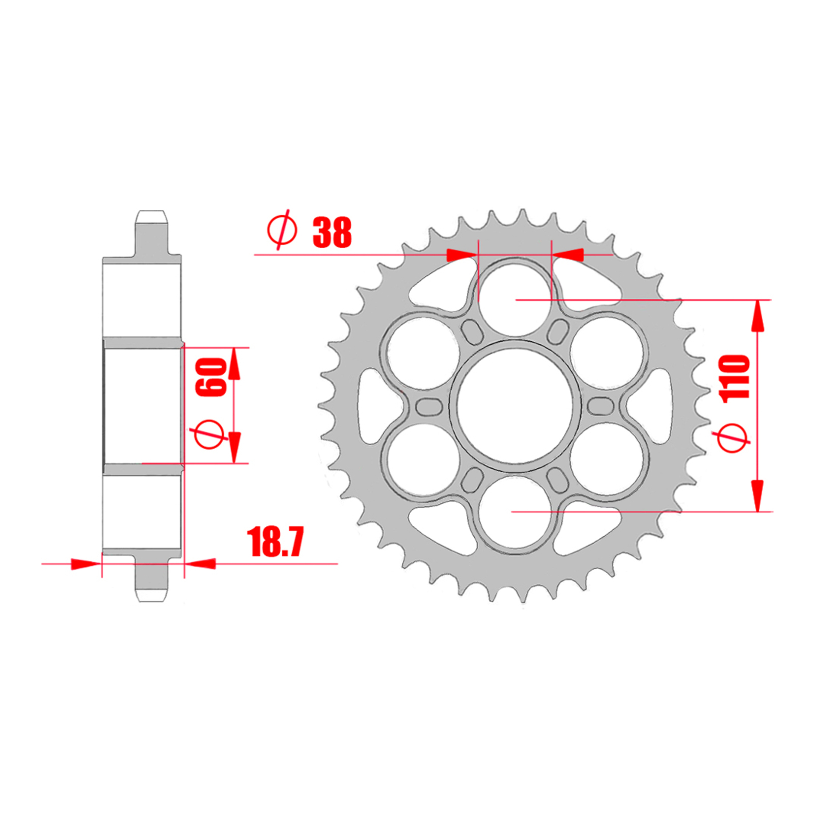 MTX 50901 Steel Rear Sprocket #525 (39T) (11-50901-39)