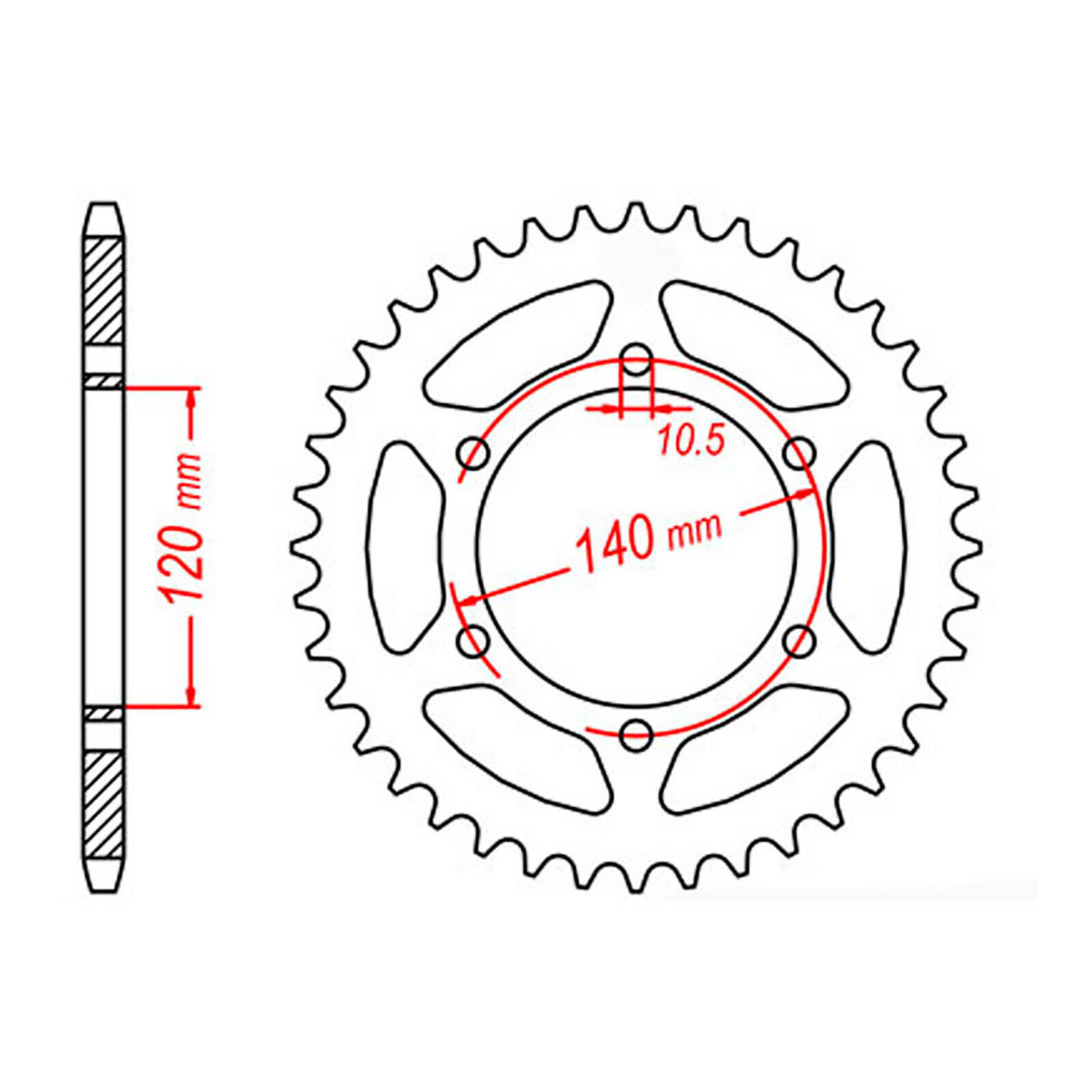 MTX 498 Steel Rear Sprocket #525 (38T) (11-ZXR-38)