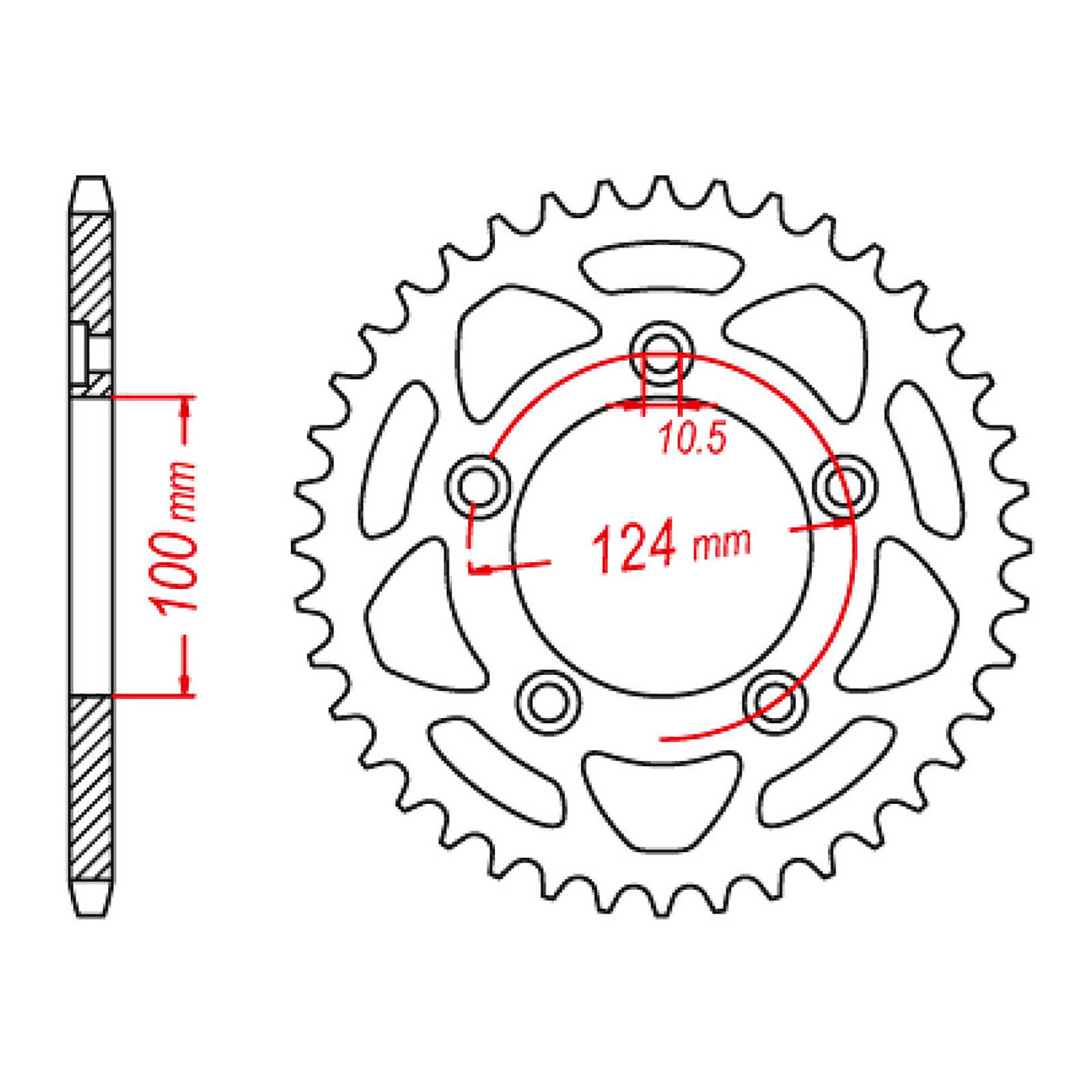 MTX 746 Steel Rear Sprocket #520 (44T) (11-746-44)
