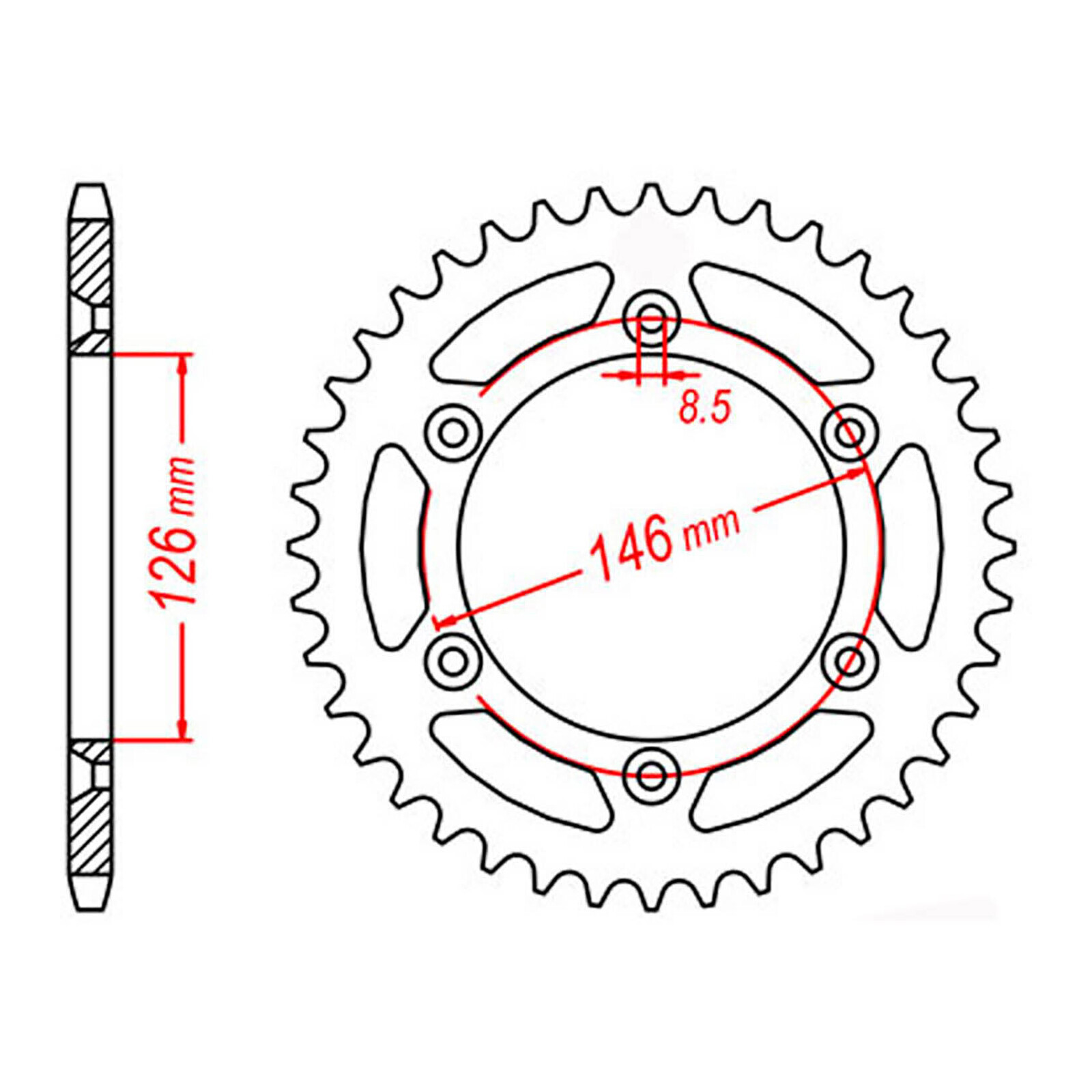 MTX 808 Steel Rear Sprocket #520 (39T) (11-402-39)