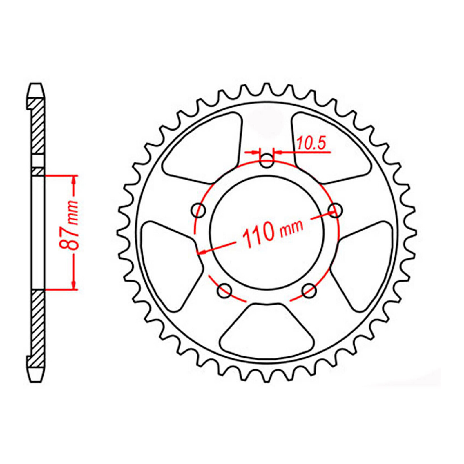 MTX 829 Steel Rear Sprocket #530 (44T) (11-27A-44)