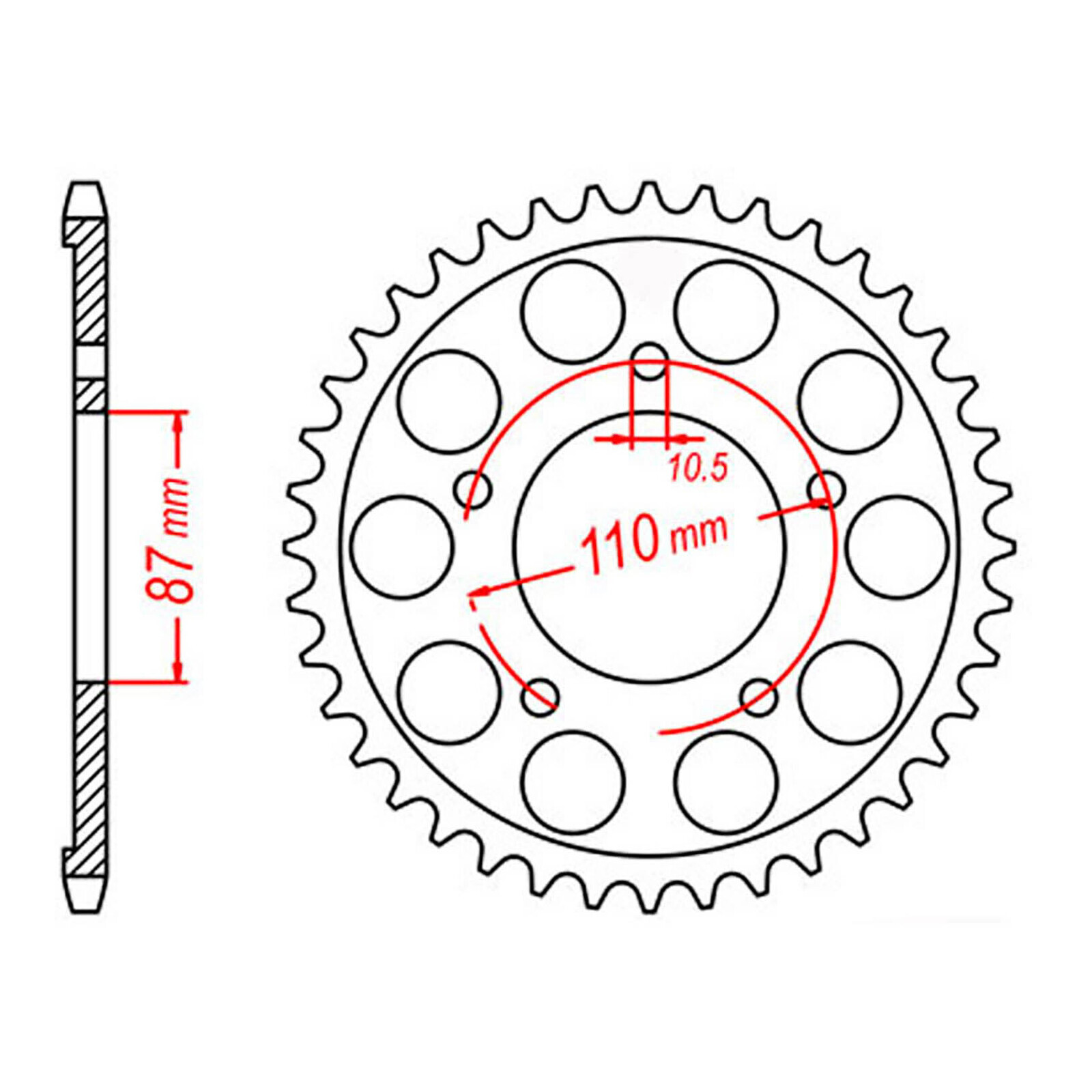 MTX 807 Steel Rear Sprocket #525 (44T) (11-33C-44)