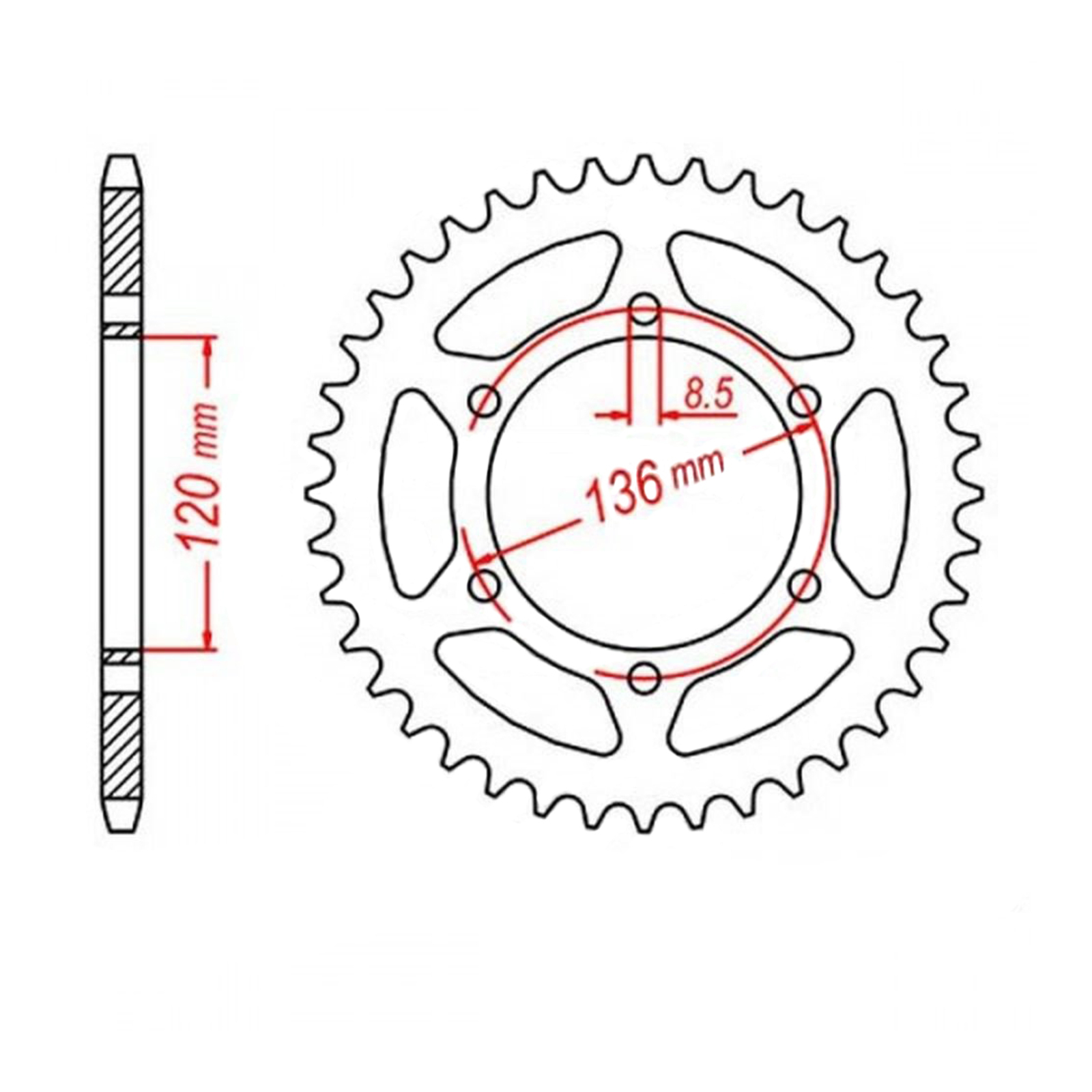 MTX 846 Steel Rear Sprocket #520 (38T) (11-191-38)