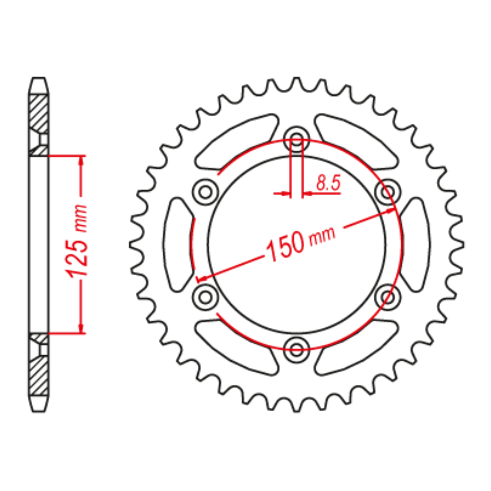 MTX 897 Steel Rear Sprocket #520 (46T) (11-KM1-46)