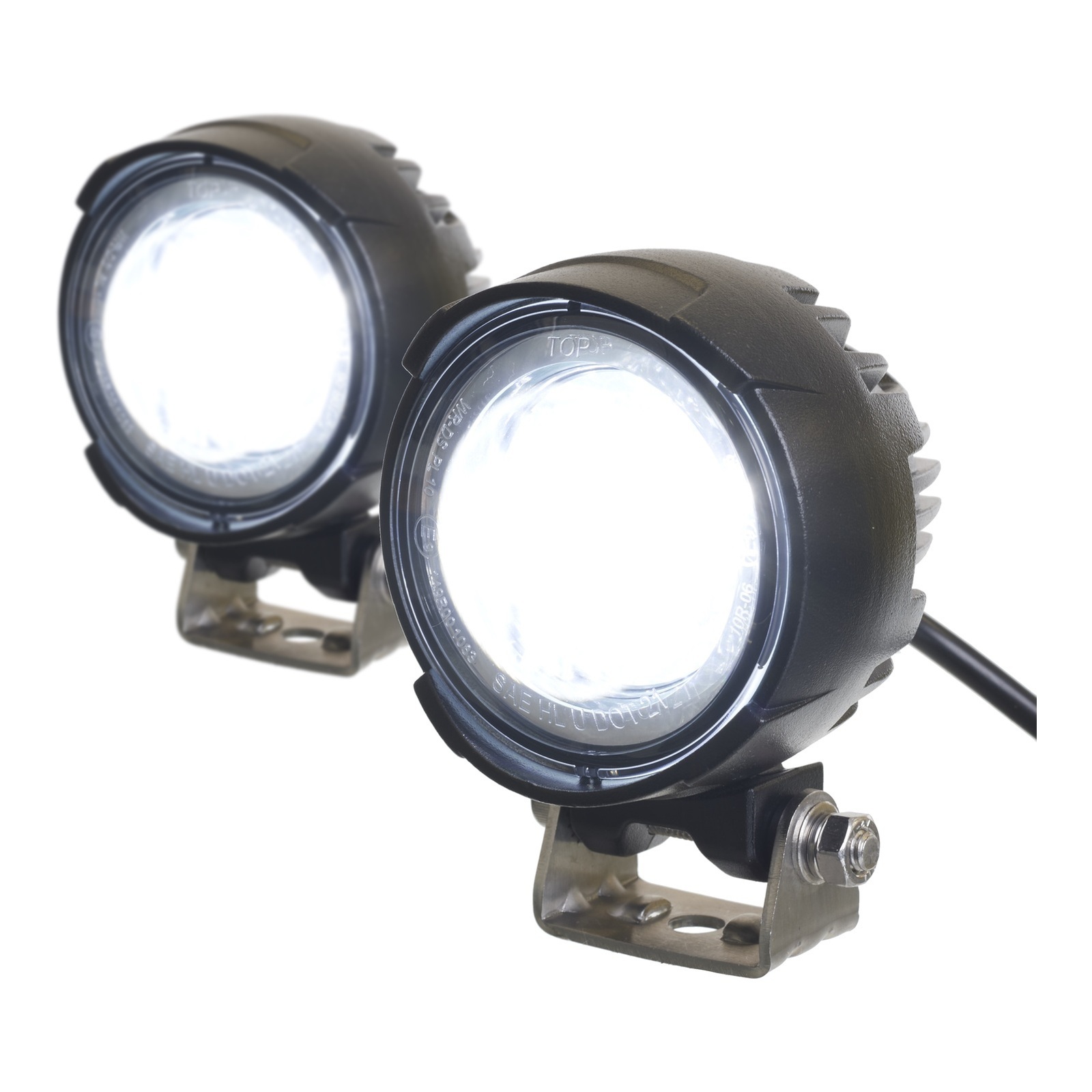 Whites LED Light 60mm Lens - Pair - Osram LED - withharness