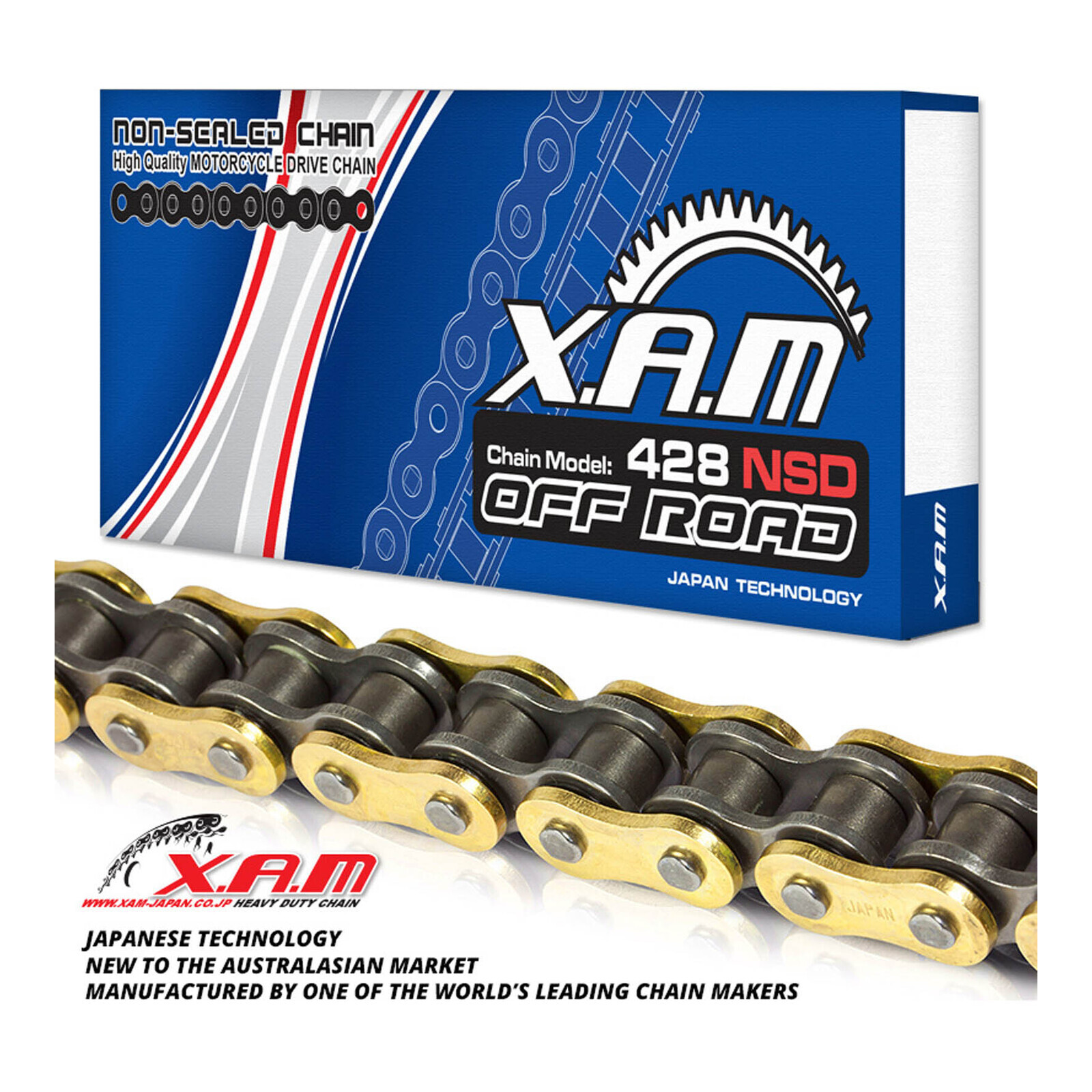 XAM 428NSD Non-Sealed Chain - Gold / Black (112L)  with Clip Link