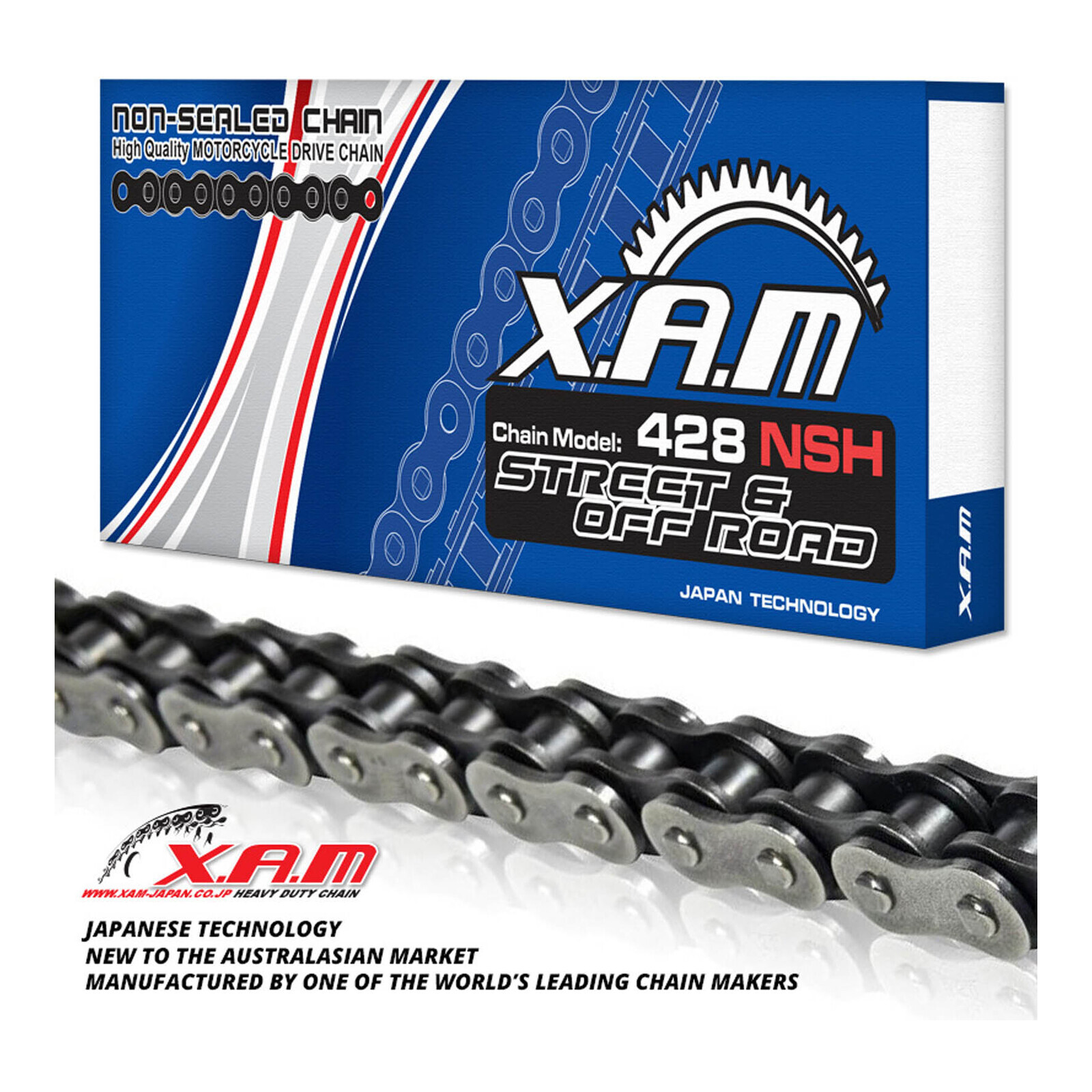 XAM 428NSH Non-Sealed Heavy Duty Chain (104L)  with Clip Link